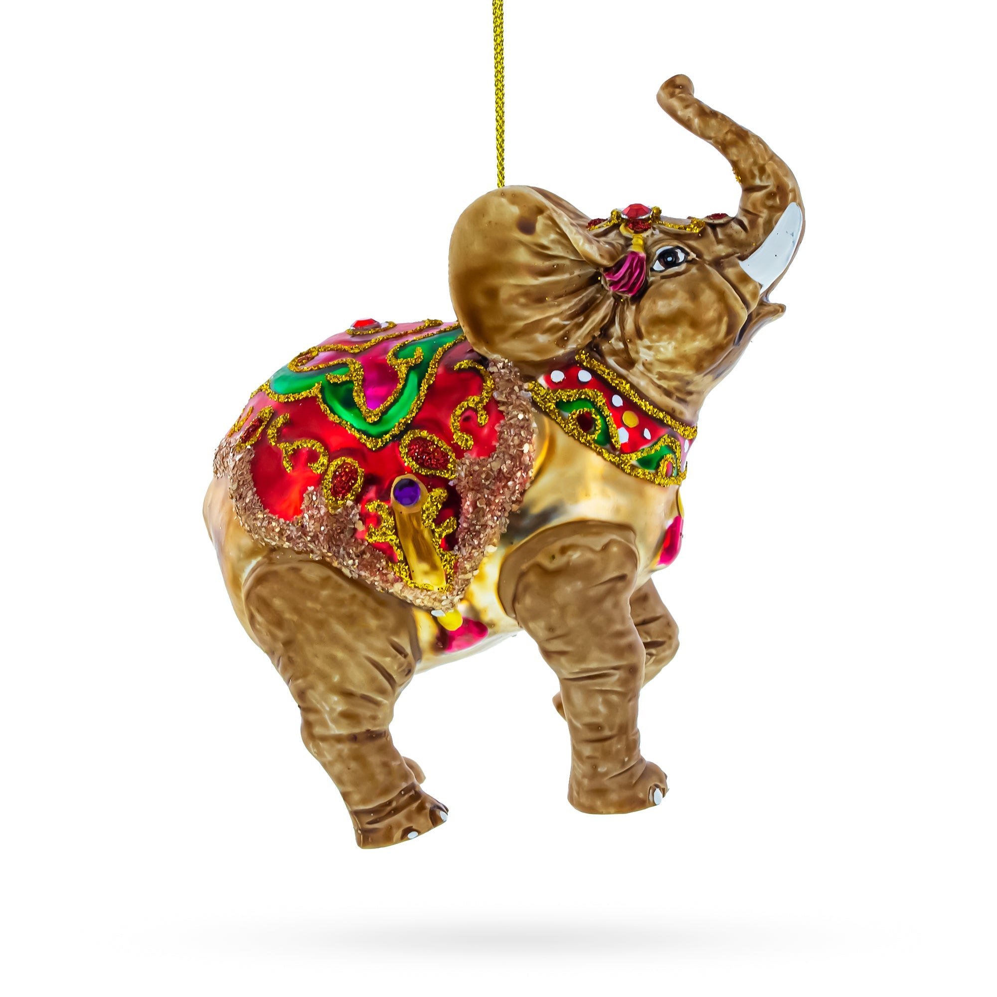 Circus Elephant Glass Christmas Ornament