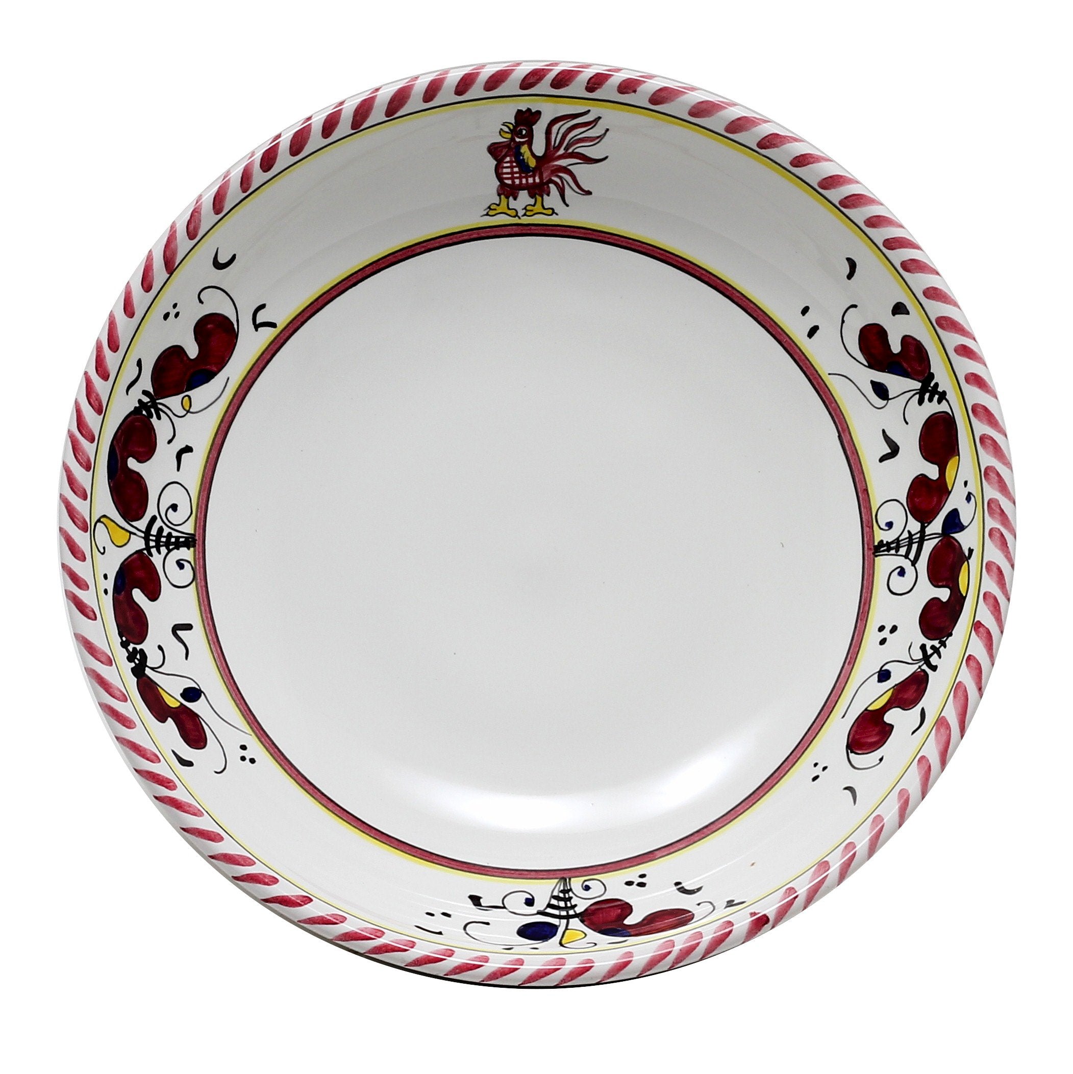 ORVIETO RED ROOSTER: Risotto/Pasta/Cioppino round shallow coupe bowl