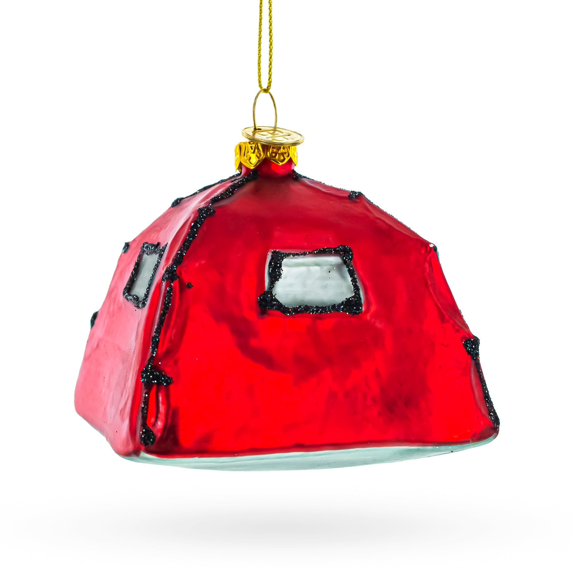 Camping Tent Mini Glass Christmas Ornament