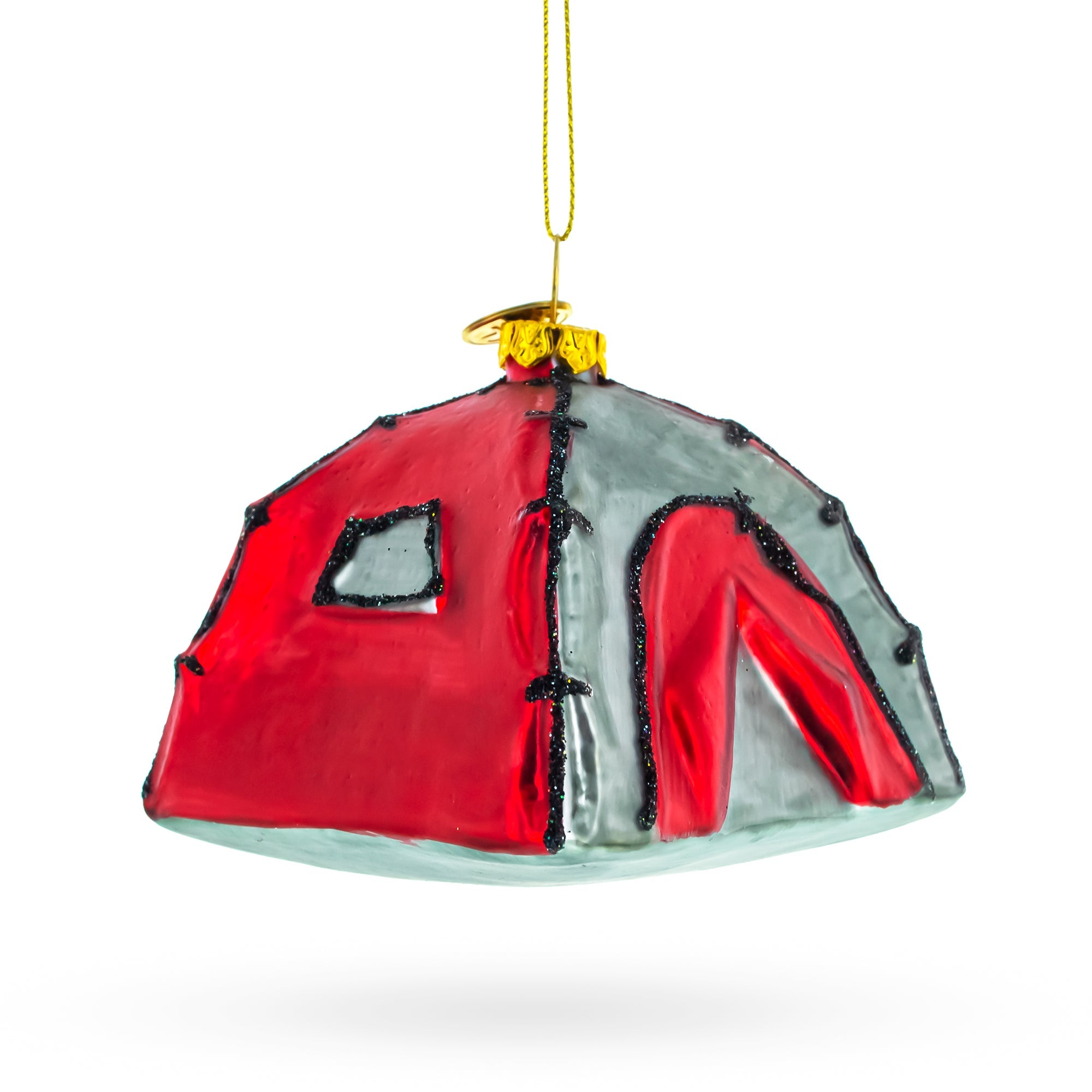 Camping Tent Mini Glass Christmas Ornament
