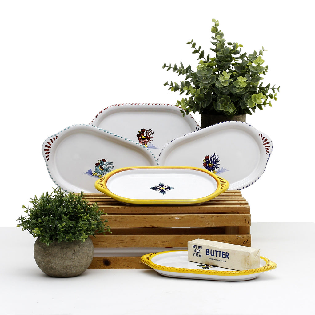ORVIETO BLUE ROOSTER: Oval/Oblong Small Tray
