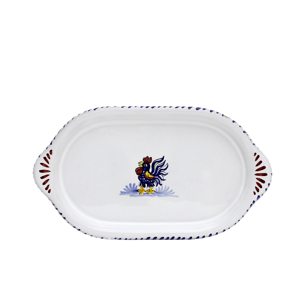ORVIETO BLUE ROOSTER: Oval/Oblong Small Tray