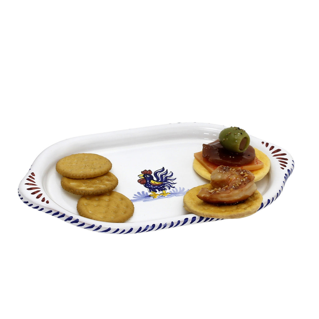 ORVIETO BLUE ROOSTER: Oval/Oblong Small Tray
