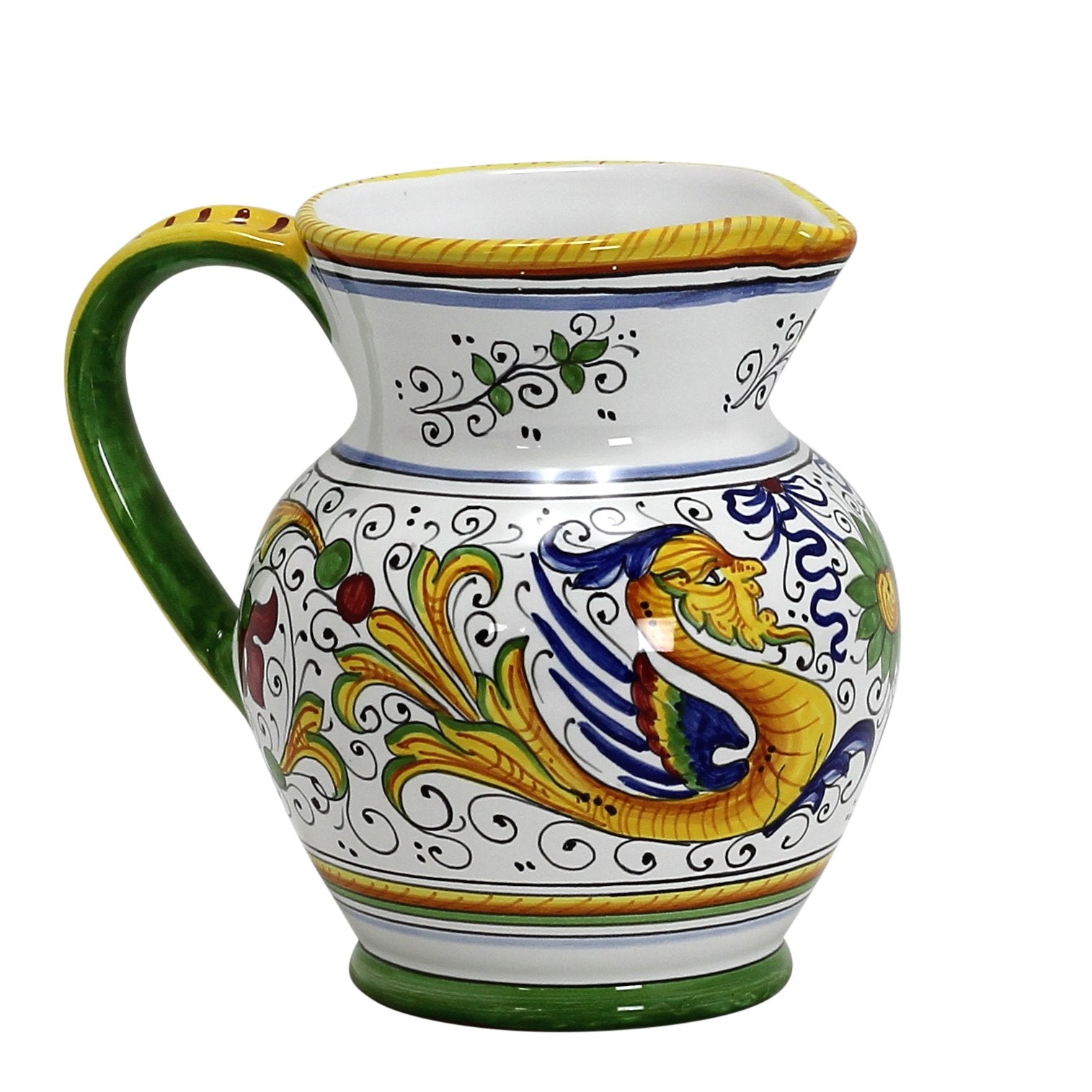 RAFFAELLESCO: Traditional Deruta Pitcher (1.25 Liters/40 Oz/5 Cups)