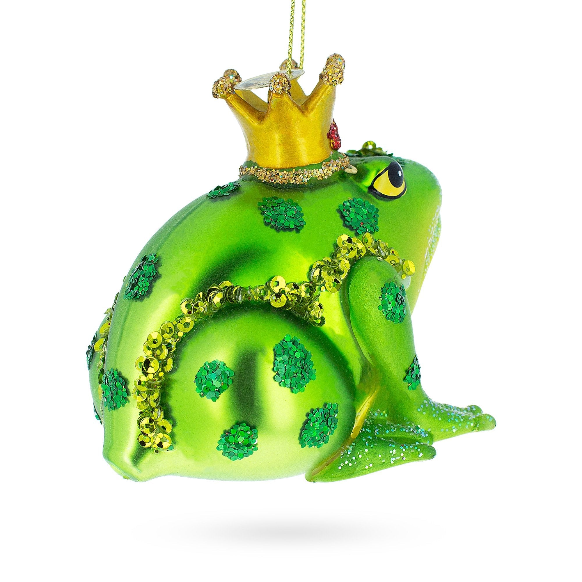 Regal Frog in Crown Glass Christmas Ornament