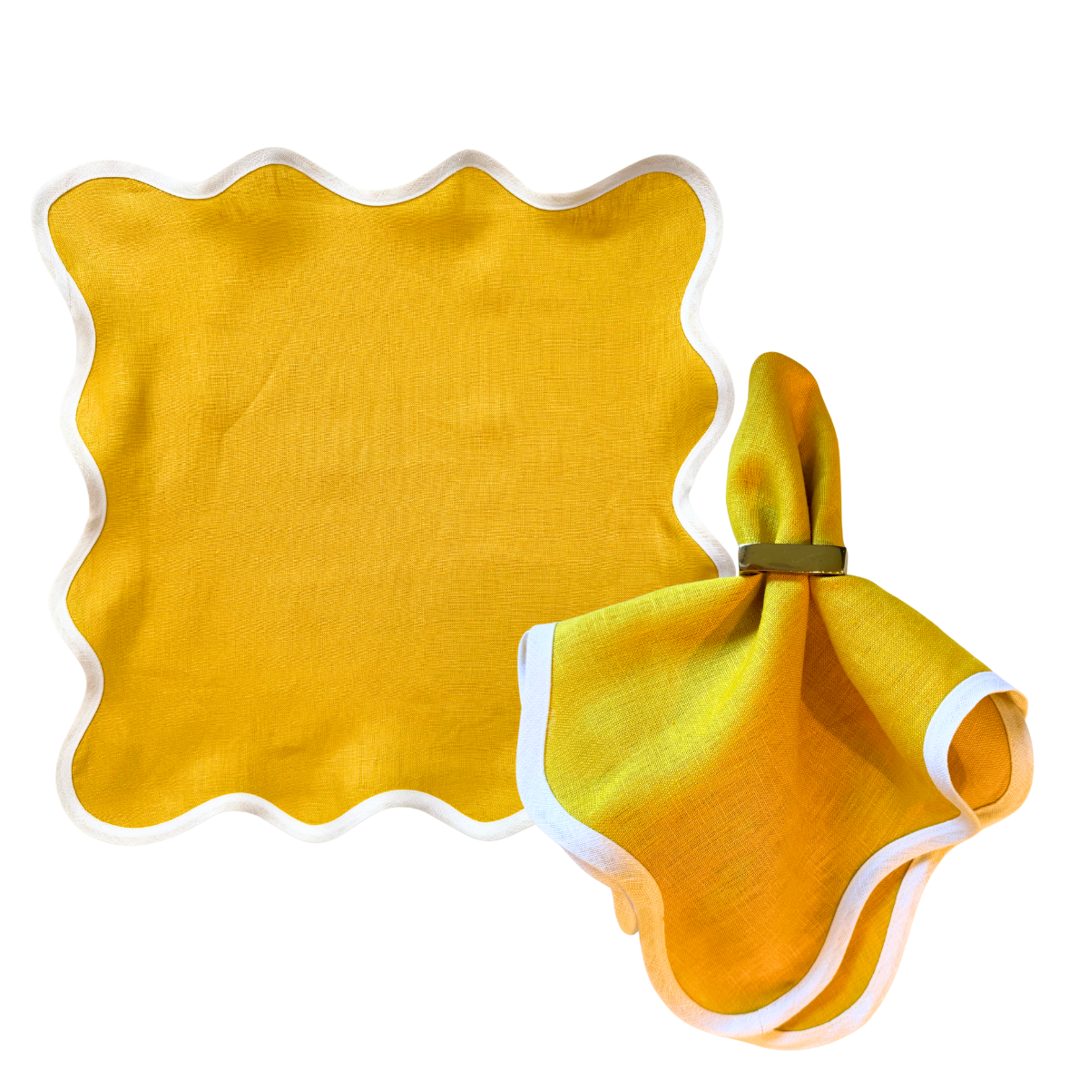 Linen Scalloped Square | Marigold