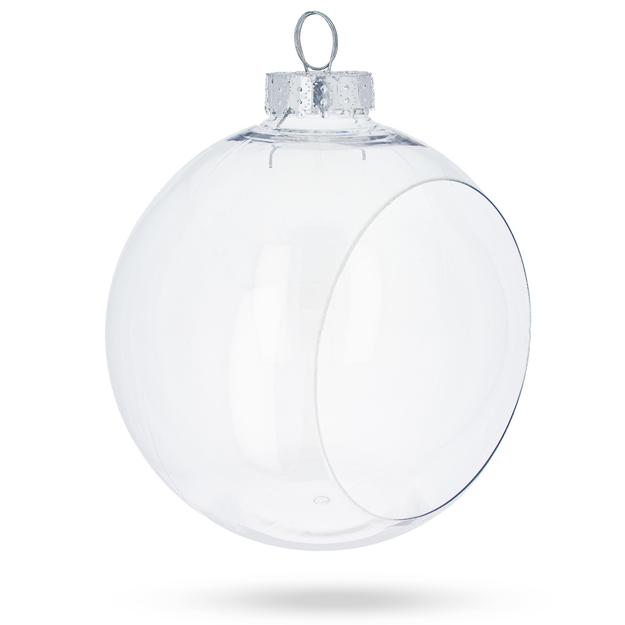 Set of 3 Clear Plastic Christmas Ball Ornaments with Cutout Openings DIY Craft 3.6 Inches