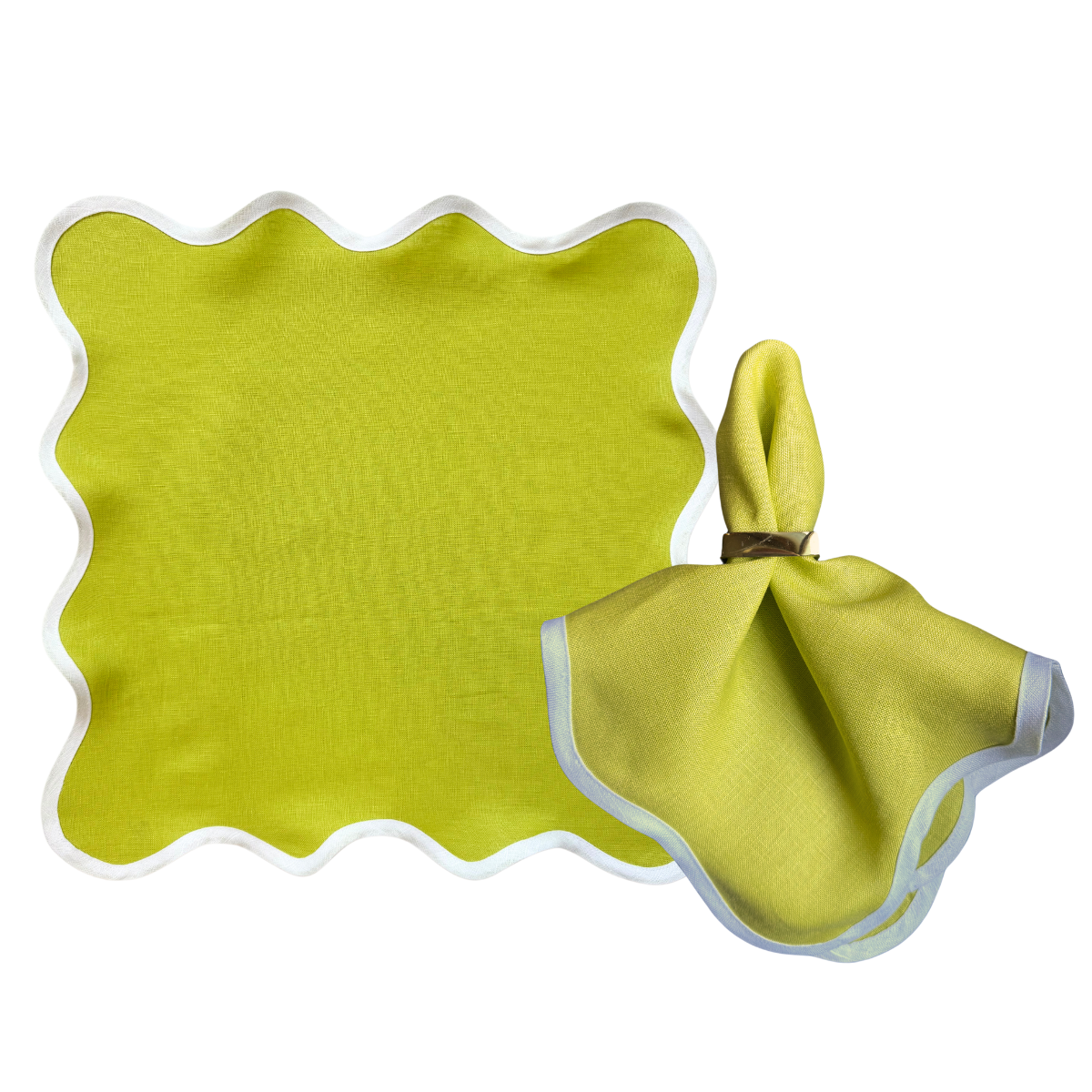 Linen Scalloped Squares | Peridot