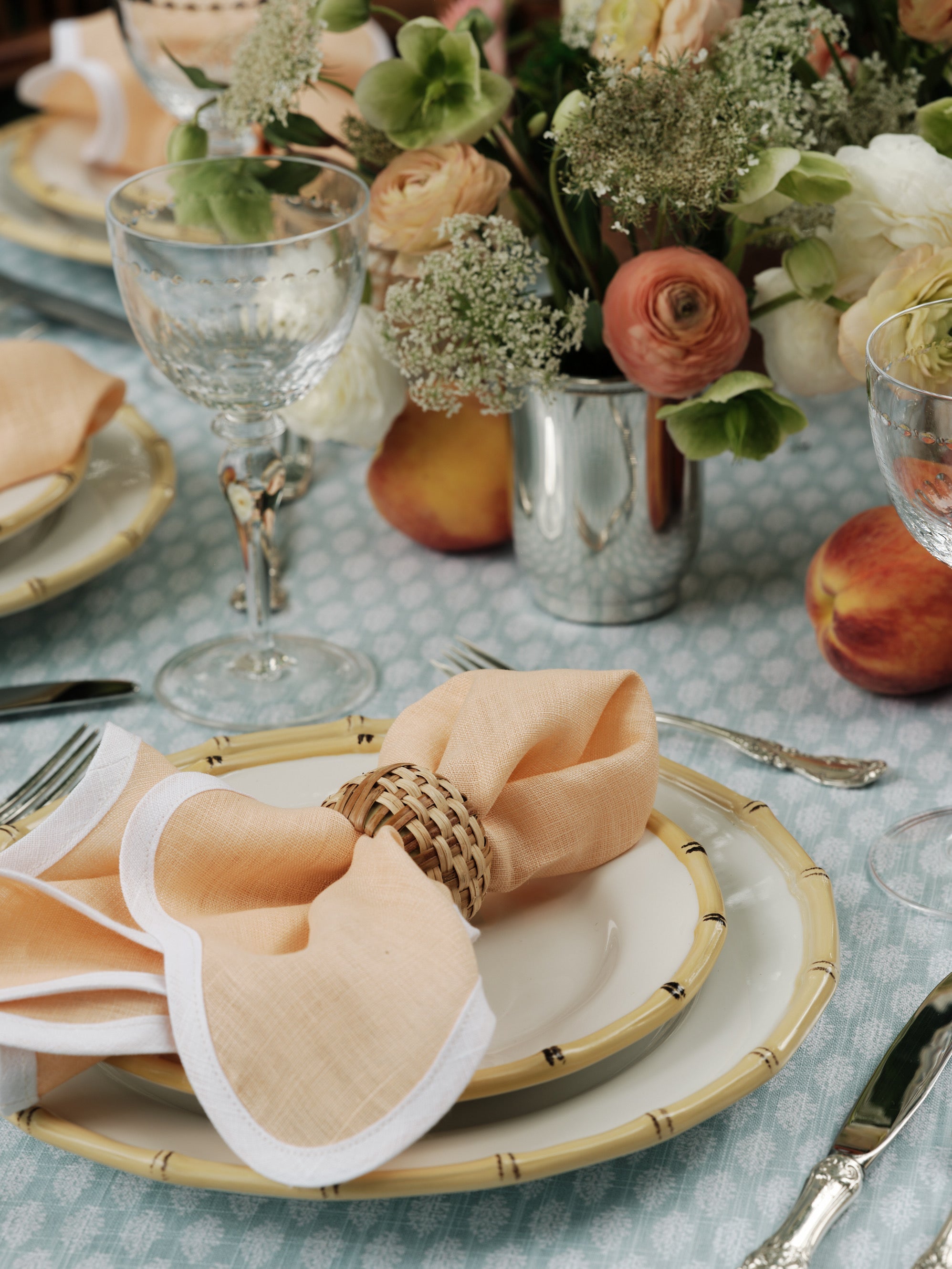 Linen Scalloped Square | Poppy Peach