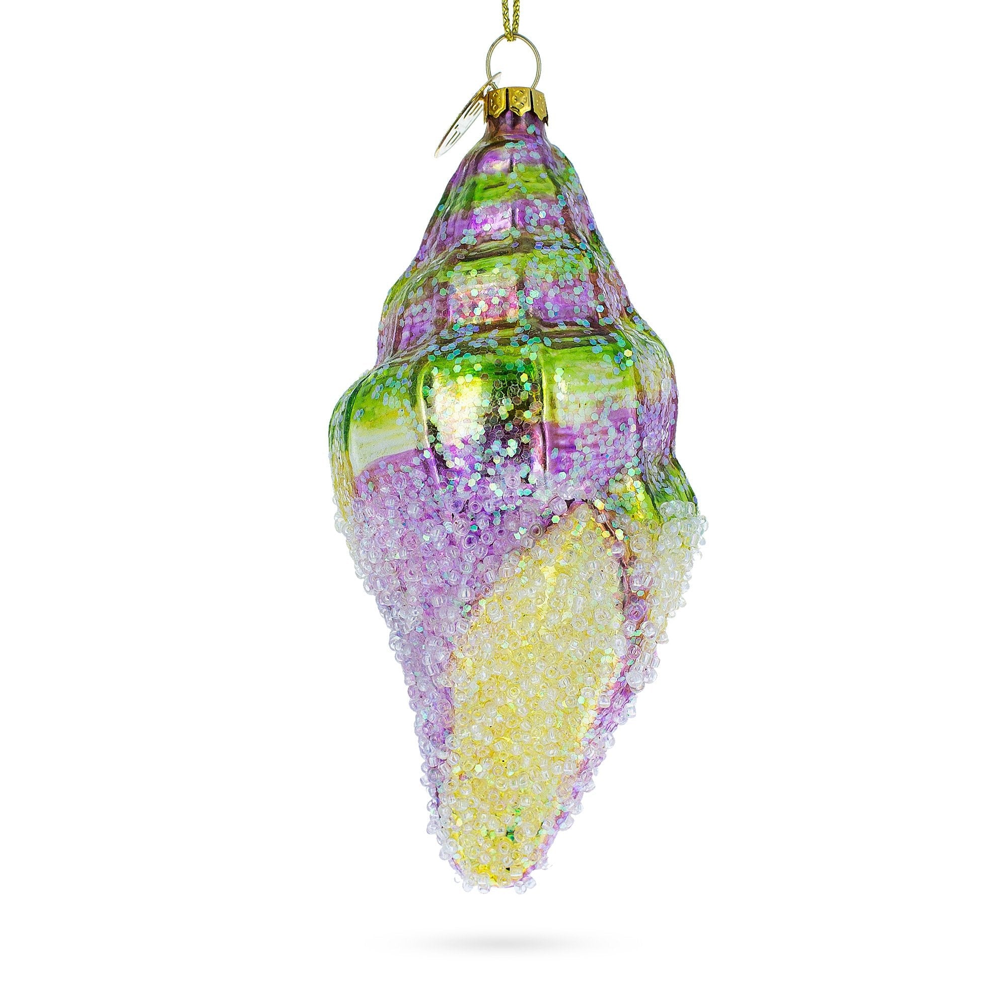 Sea Snail with Colorful Beads Glass Christmas Ornament