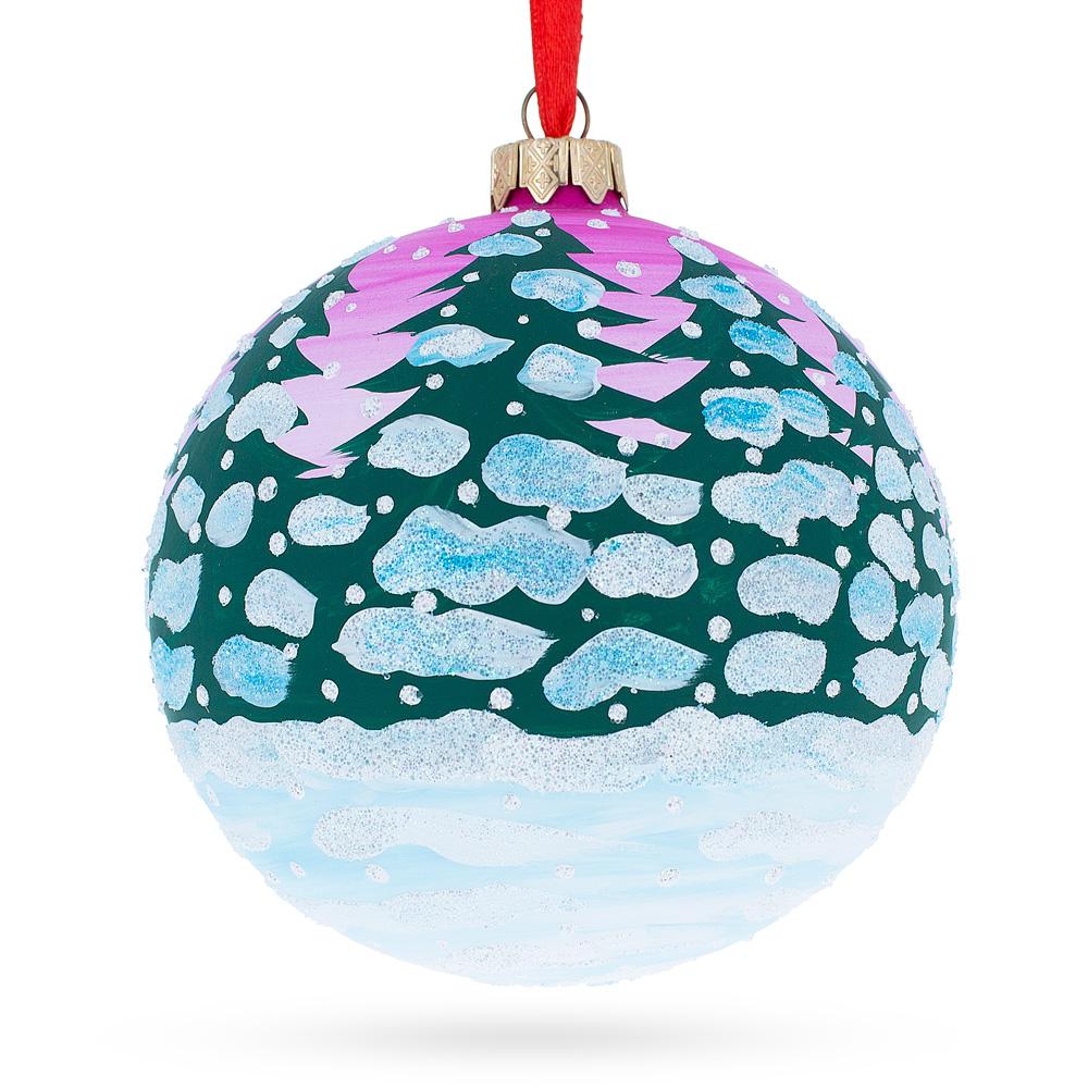 Three Little Pigs Glass Ball Christmas Ornament 4 Inches