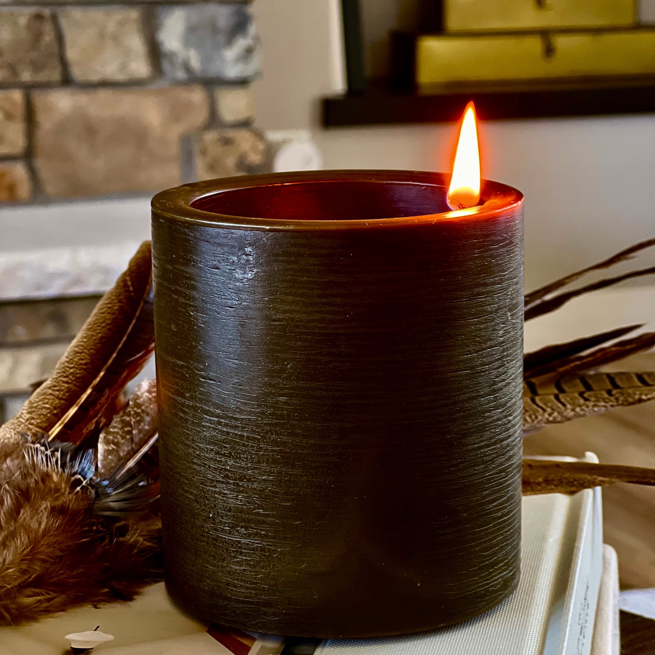 Amber and Moss Spiral Light Candles