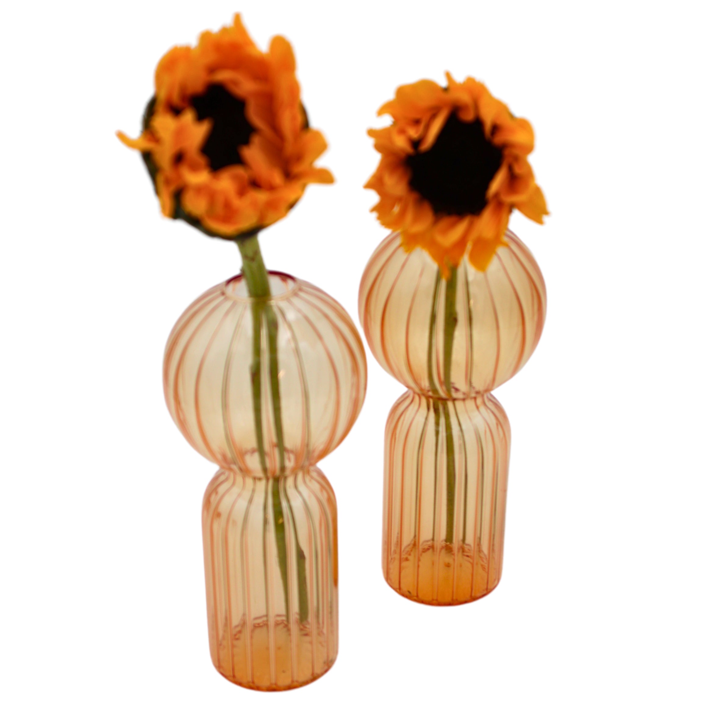 Apricot Ribbed Vase - Pair Ro'Table