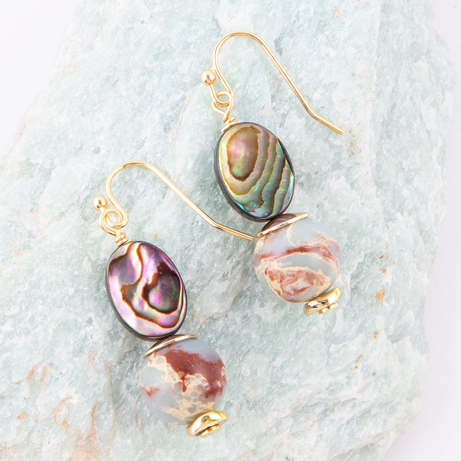 Baja Mint Jasper and Abalone Earrings Barse Jewelry