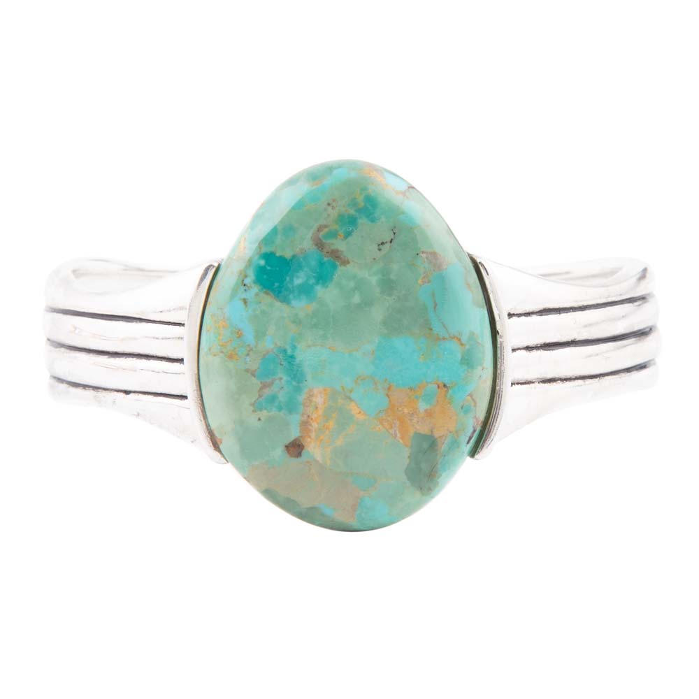 Bold Blue Turquoise and Sterling Silver Cuff Bracelet Barse Jewelry