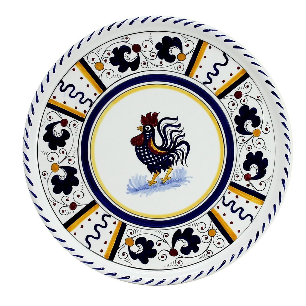 ORVIETO BLUE ROOSTER: Deruta Pizza Plate - Cake or Cheese Platter.