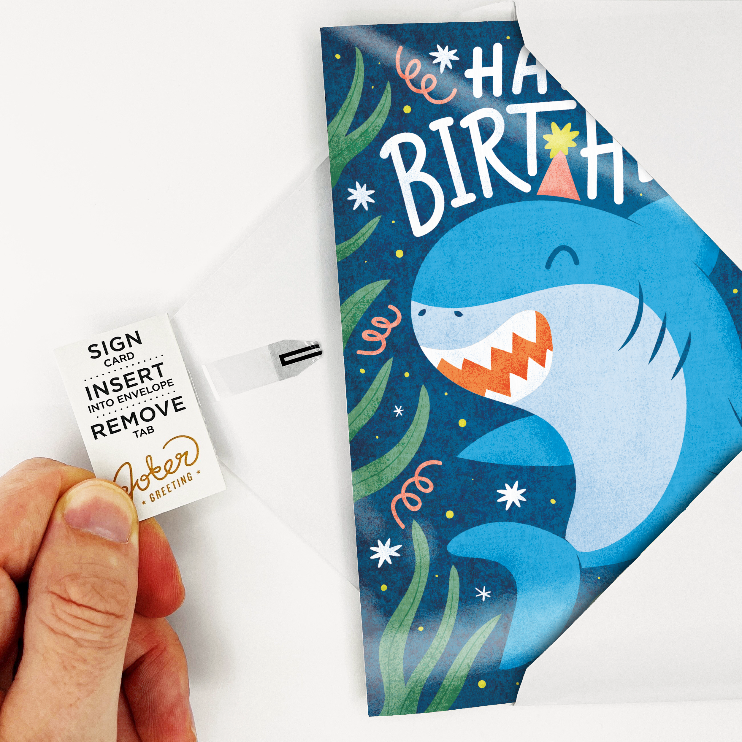 Endless Baby Shark Birthday Card with Glitter Joker Greeting