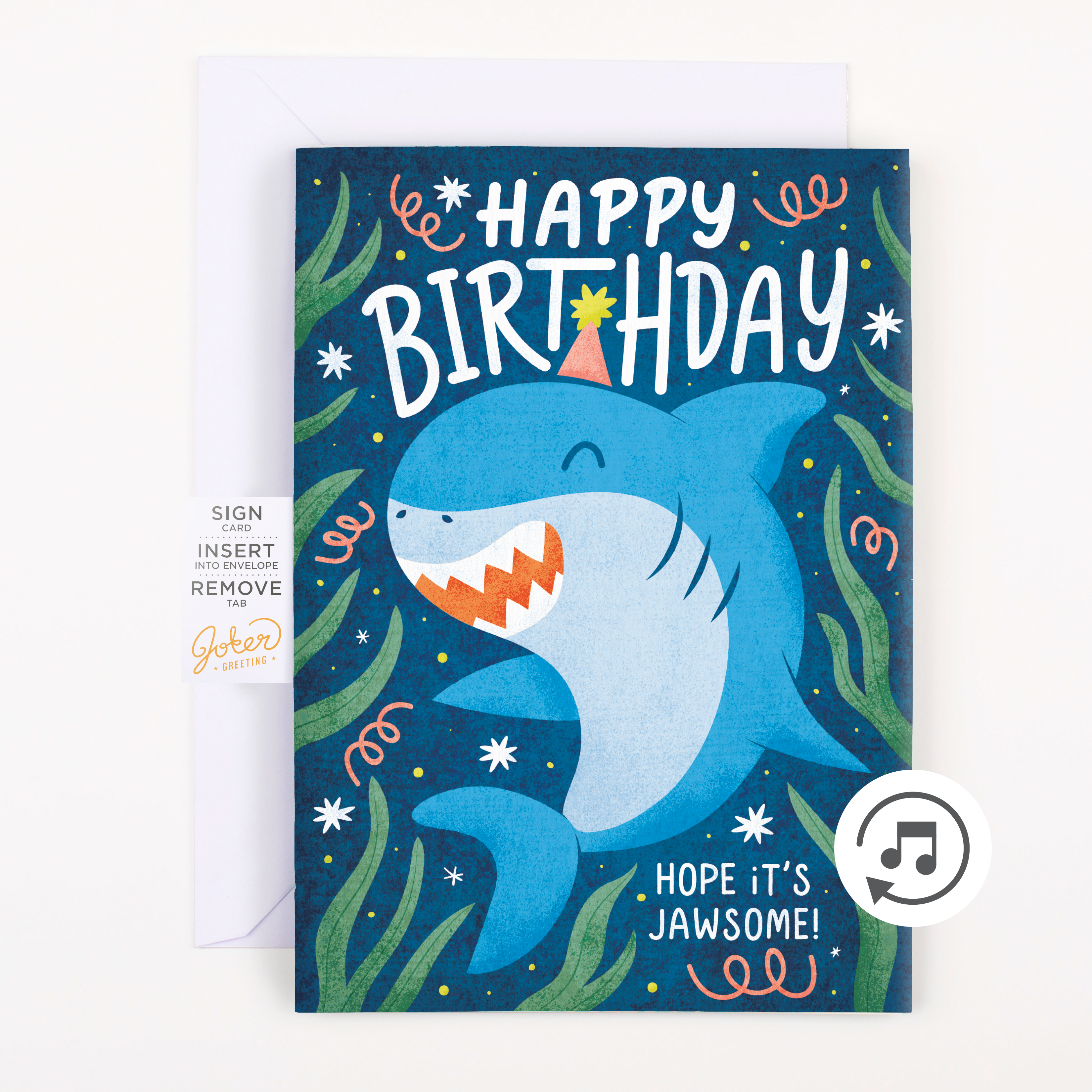 Endless Baby Shark Birthday Card with Glitter Joker Greeting