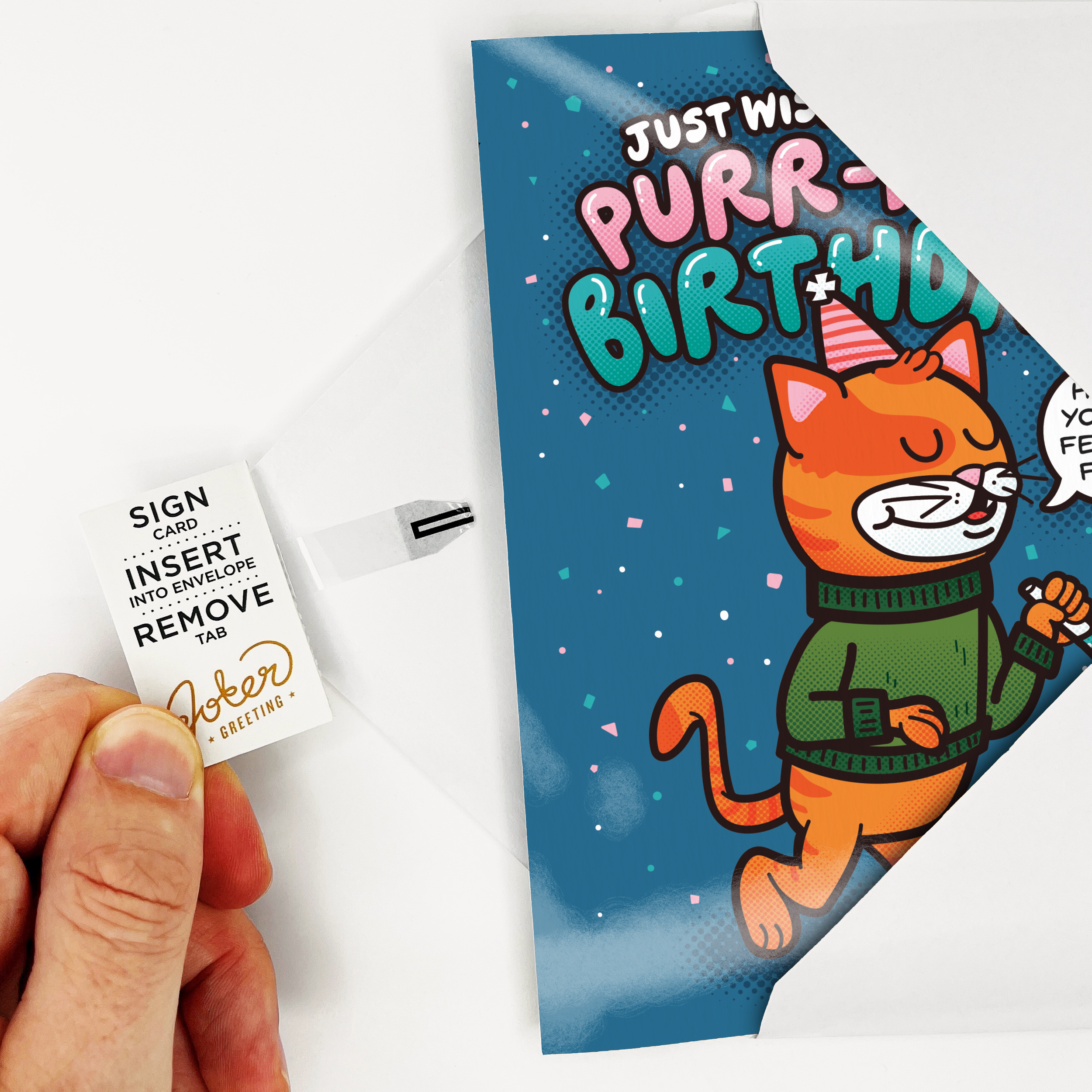 Endless Cool Cat Birthday Card with Glitter Joker Greeting
