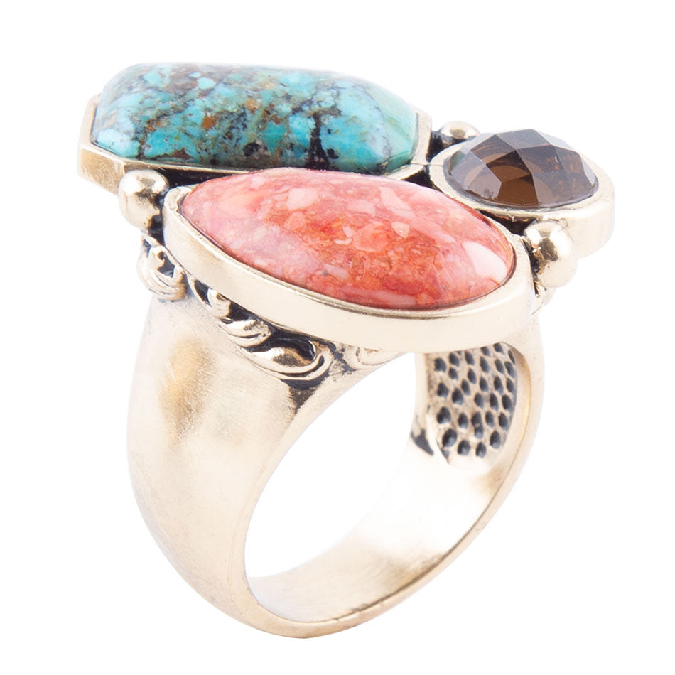 Champion Multi Stone Golden Statement Ring Barse Jewelry