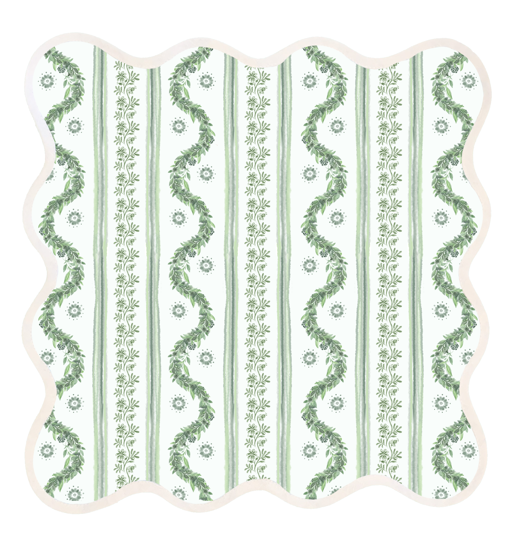 Square Scalloped Placemat | Boxwood Garden - Sage