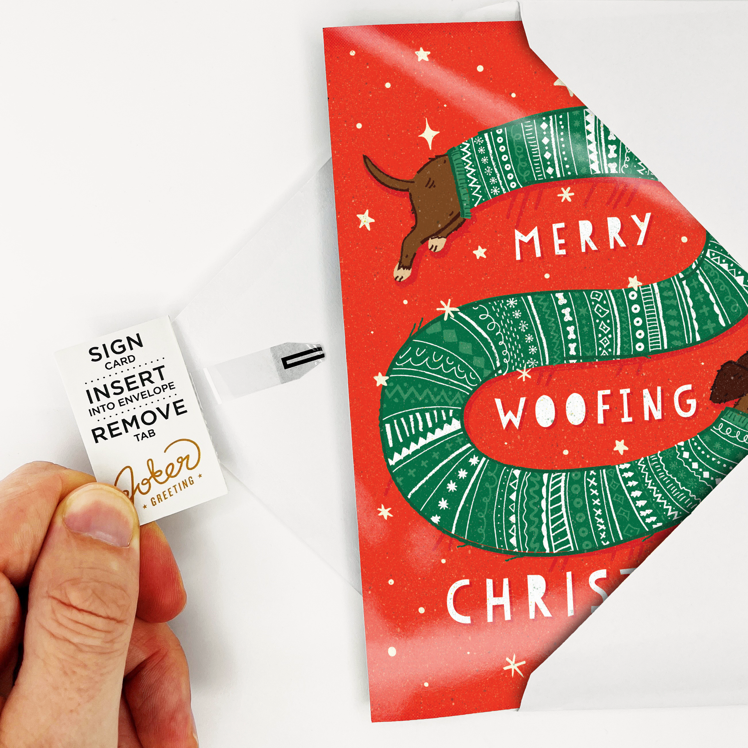 Endless Woofing Christmas Card with Glitter Joker Greeting