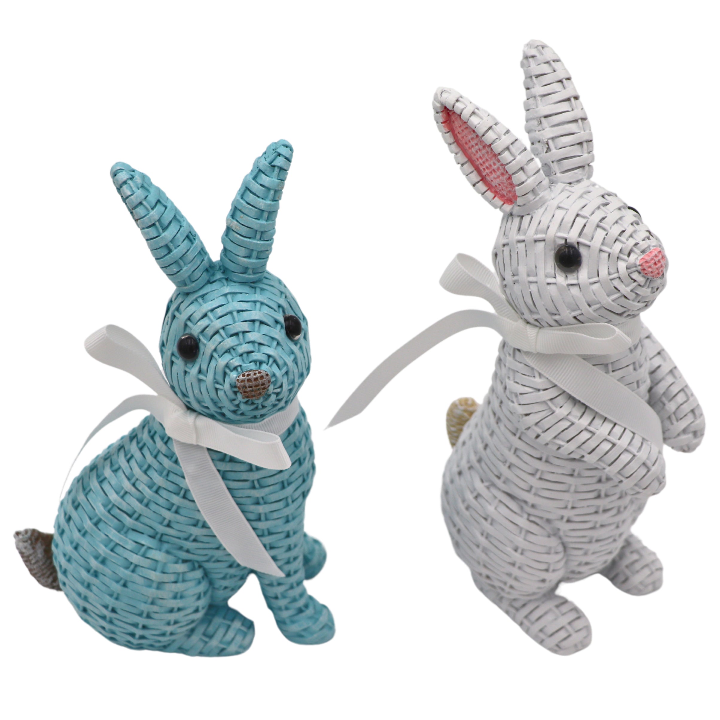 Colette and Milo Rattan Bunnies - Pair Ro'Table