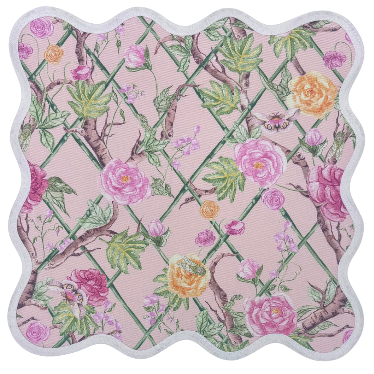 Square Scalloped Placemat | Climbing Roses - Blush