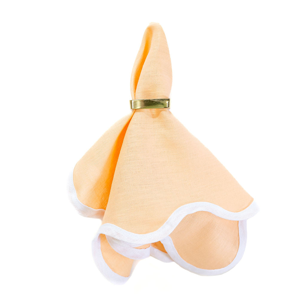 Linen Scalloped Square | Poppy Peach