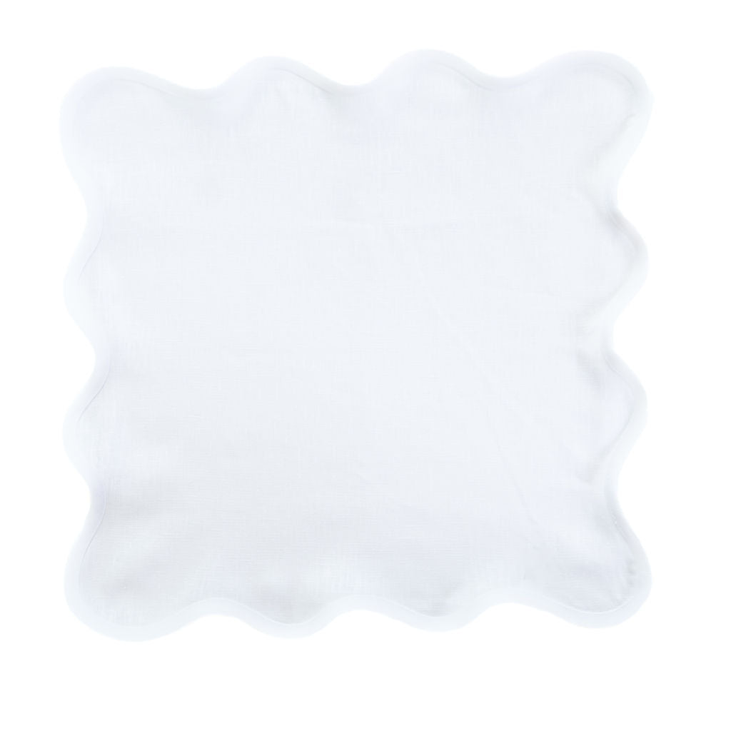 Linen Scalloped Square | Lily White
