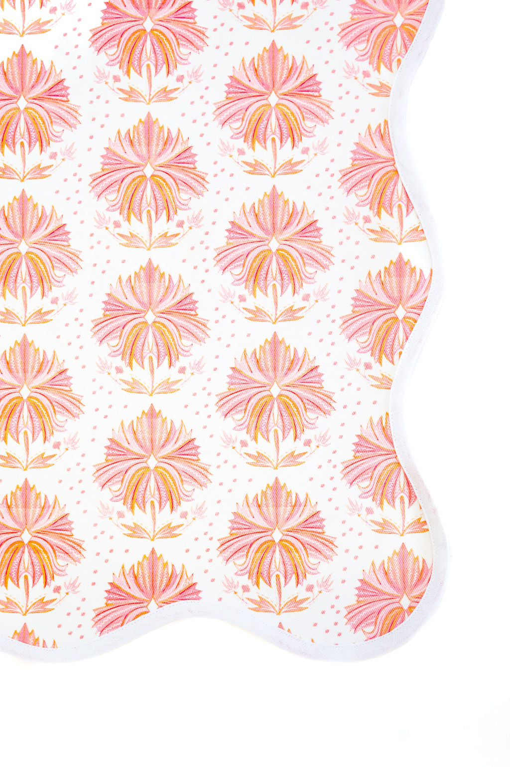 Scalloped Square Game Table Topper | Lotus Flower