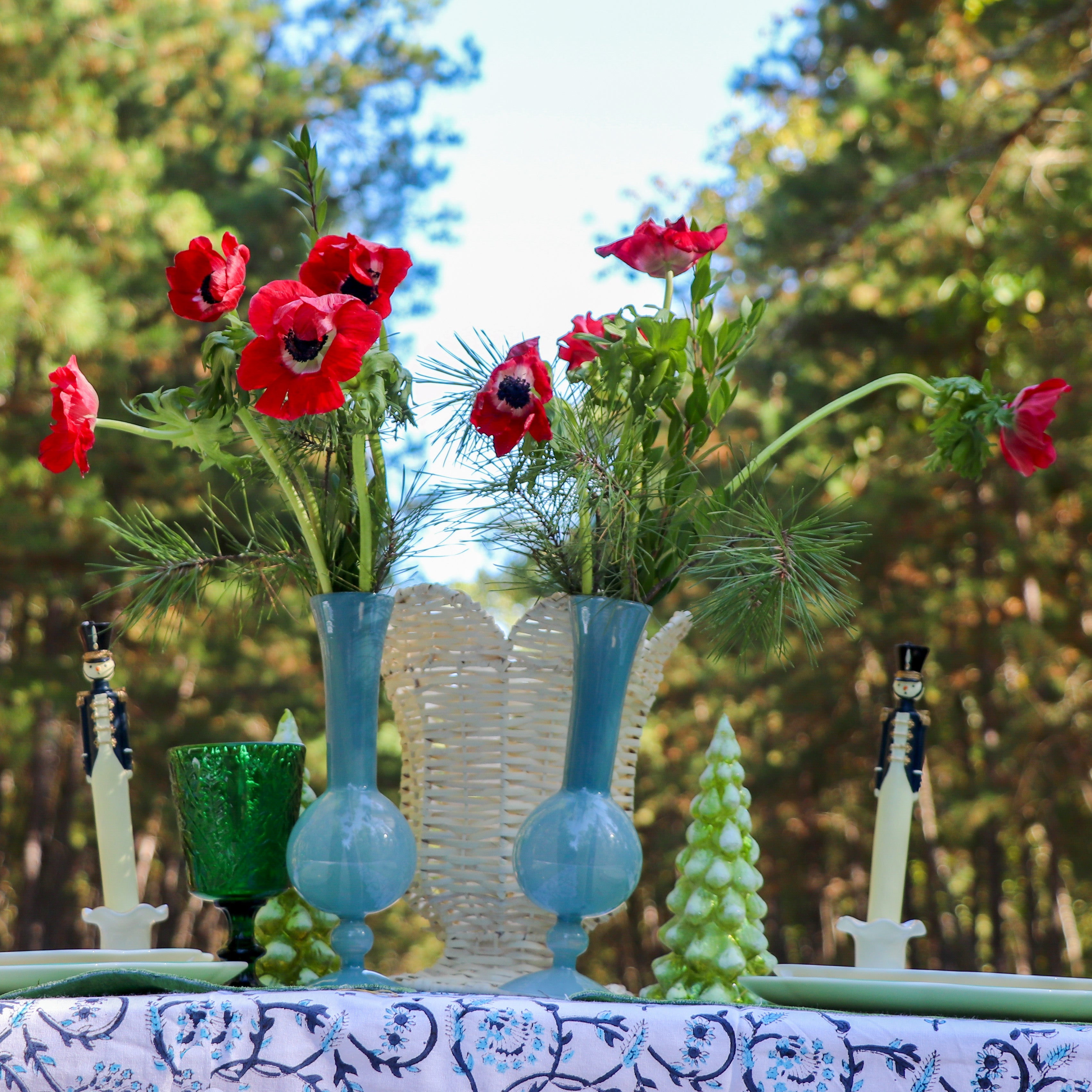 Frosted Blue Haze Vase - Pair Ro'Table