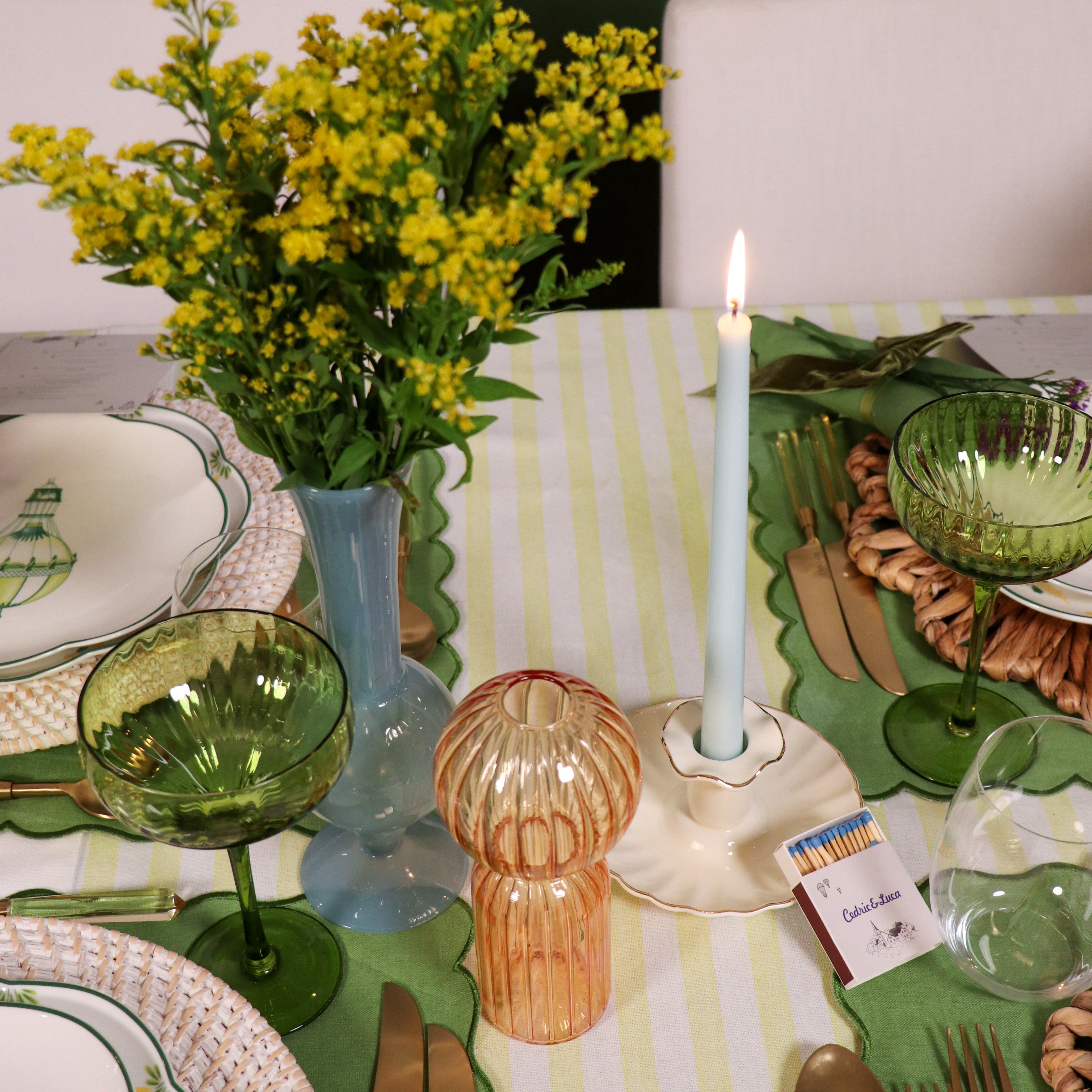 Frosted Blue Haze Vase - Pair Ro'Table