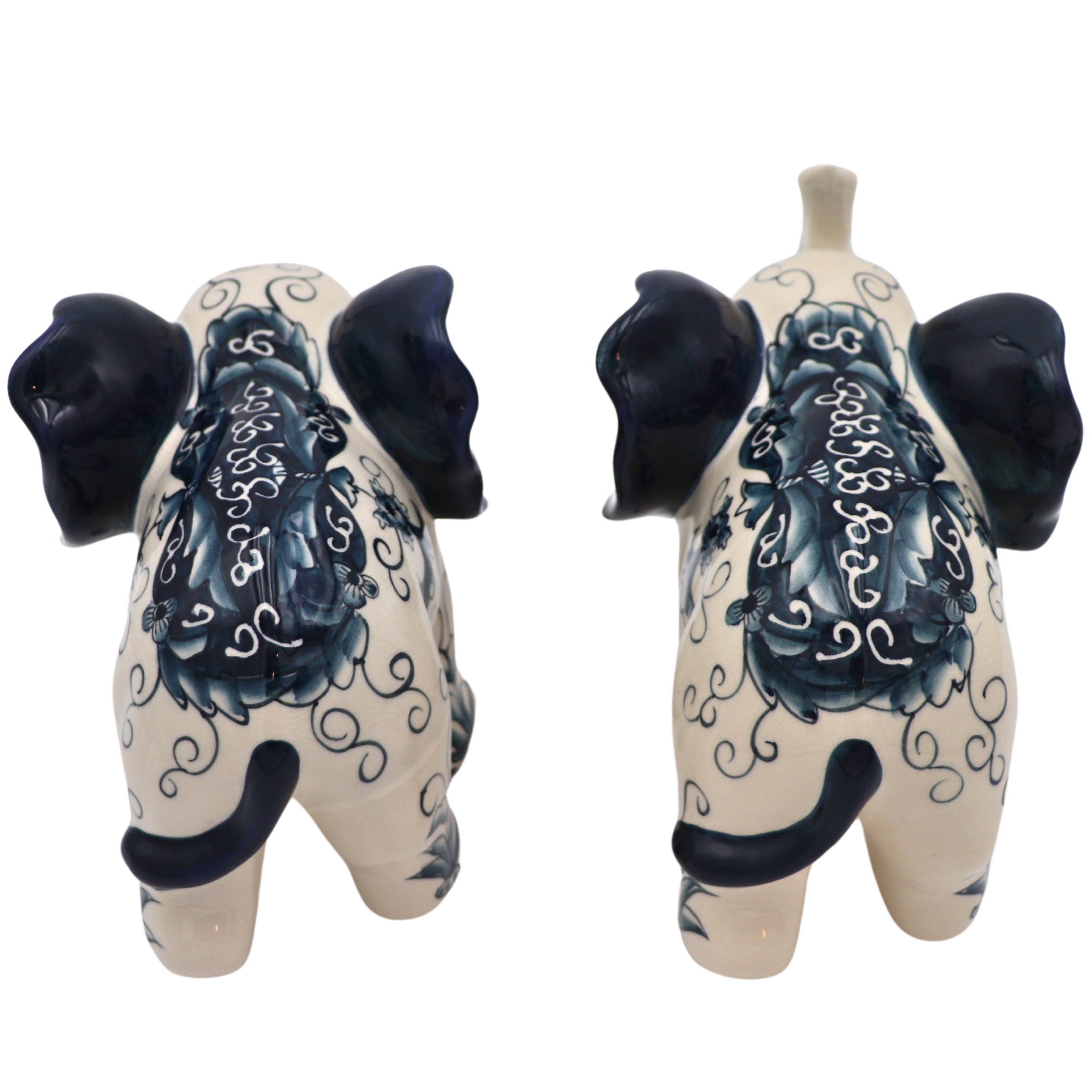 Hand-painted Embera and Nyala Elephants - Pair Ro'Table