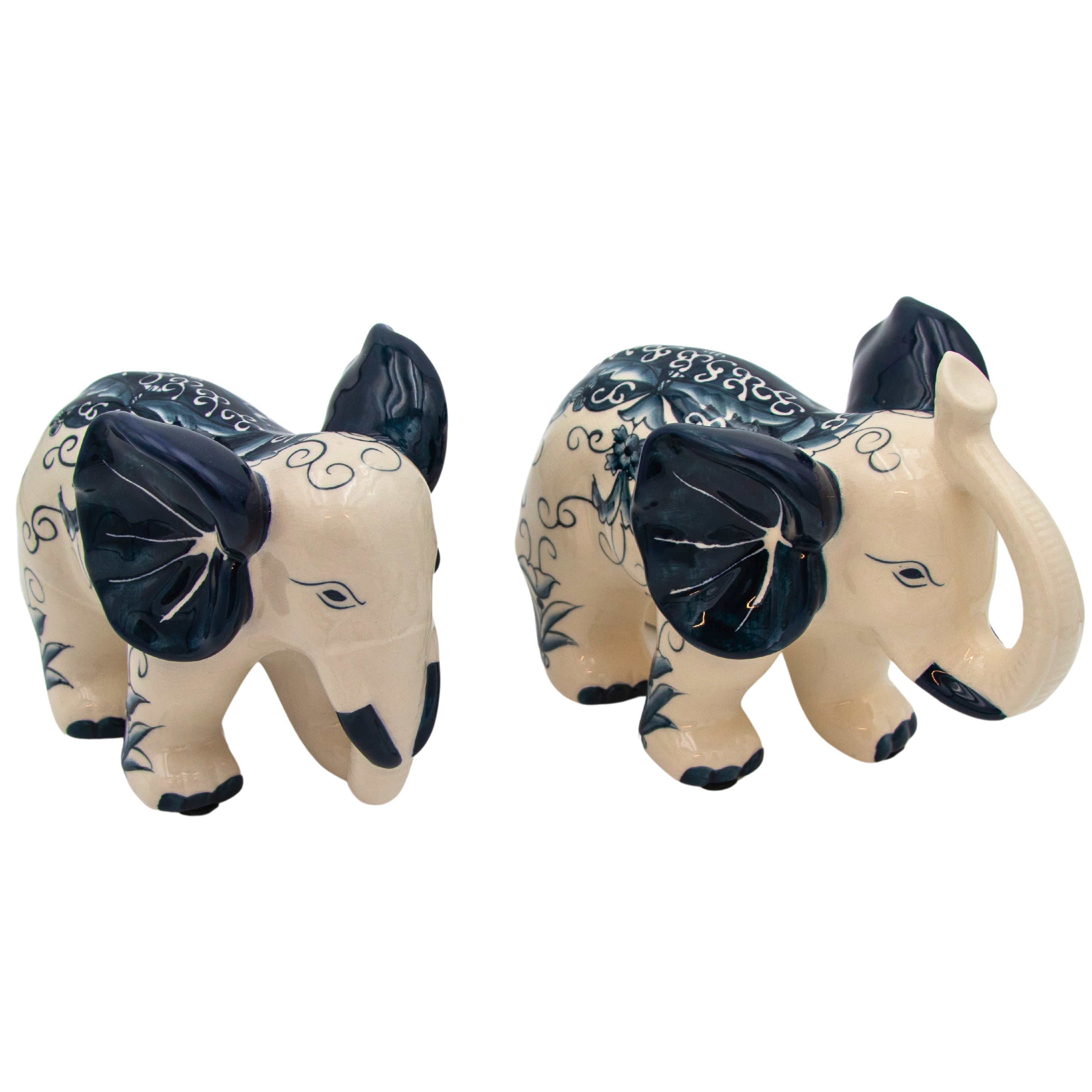 Hand-painted Embera and Nyala Elephants - Pair Ro'Table
