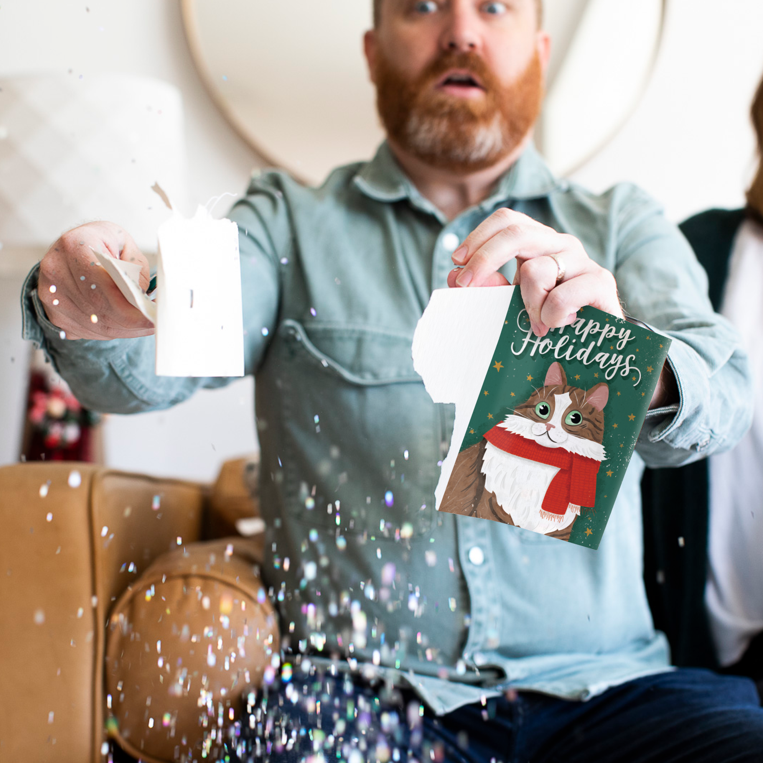 Endless Happy Holidays Card with Glitter Joker Greeting