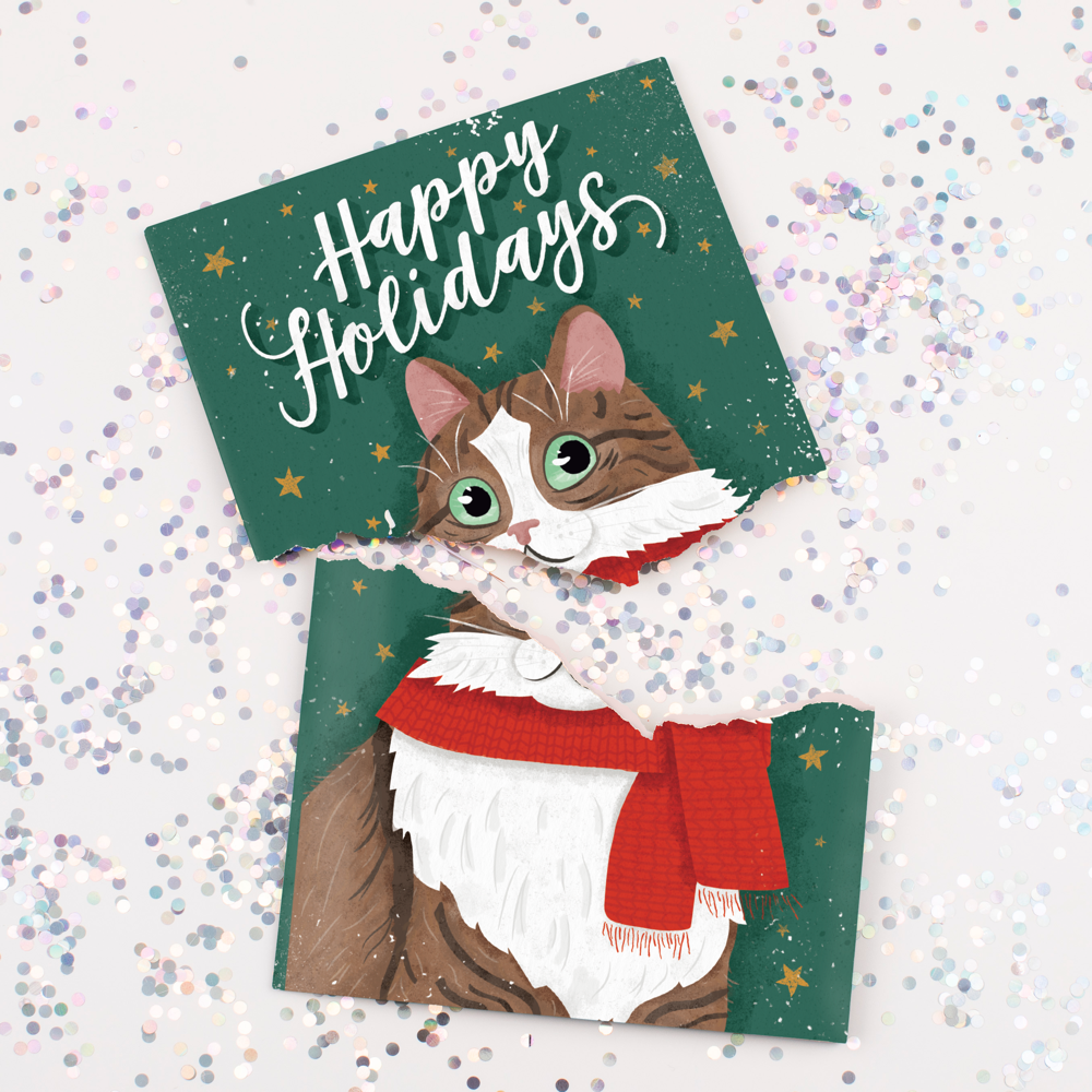 Endless Happy Holidays Card with Glitter Joker Greeting