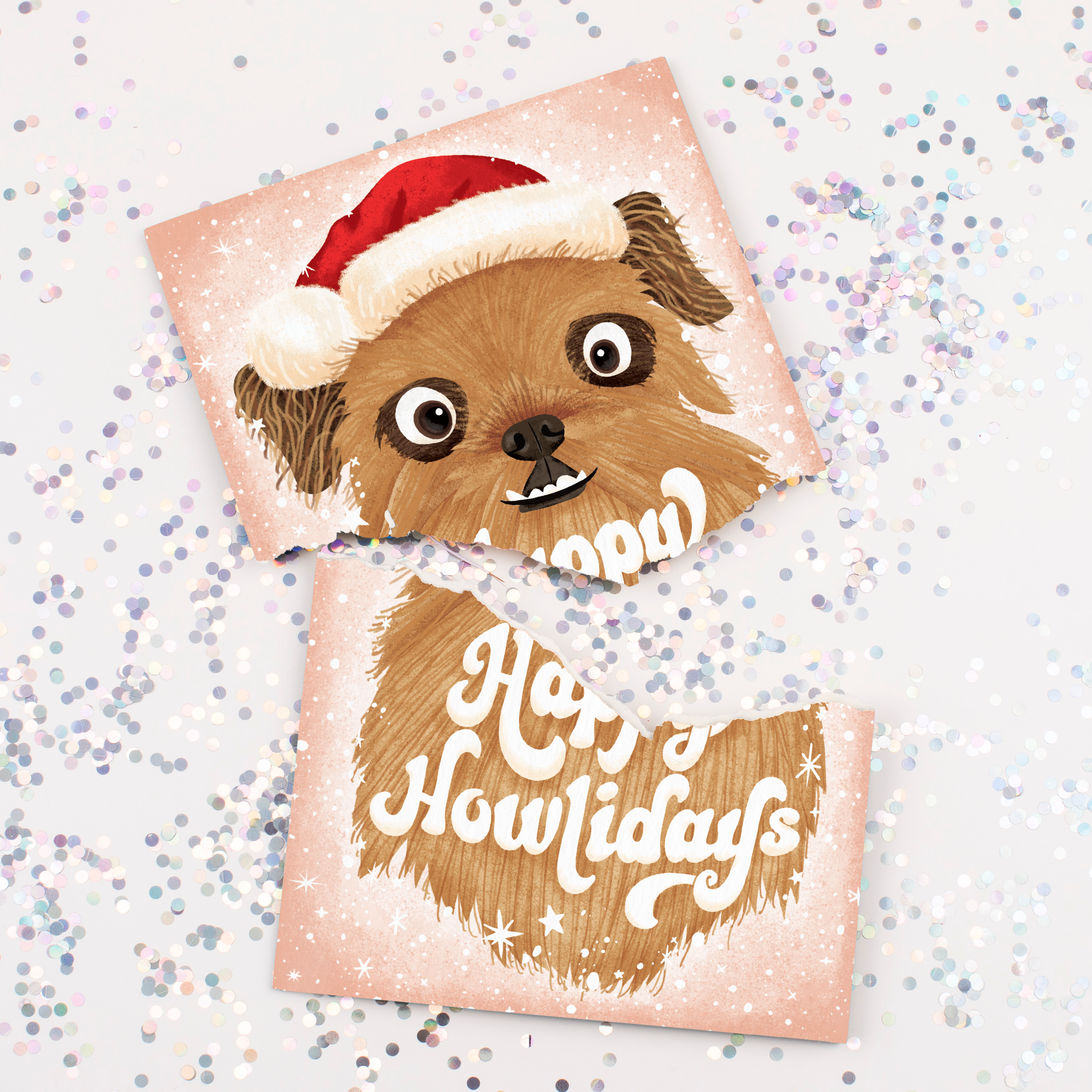Endless Dog Christmas Card with Glitter Joker Greeting