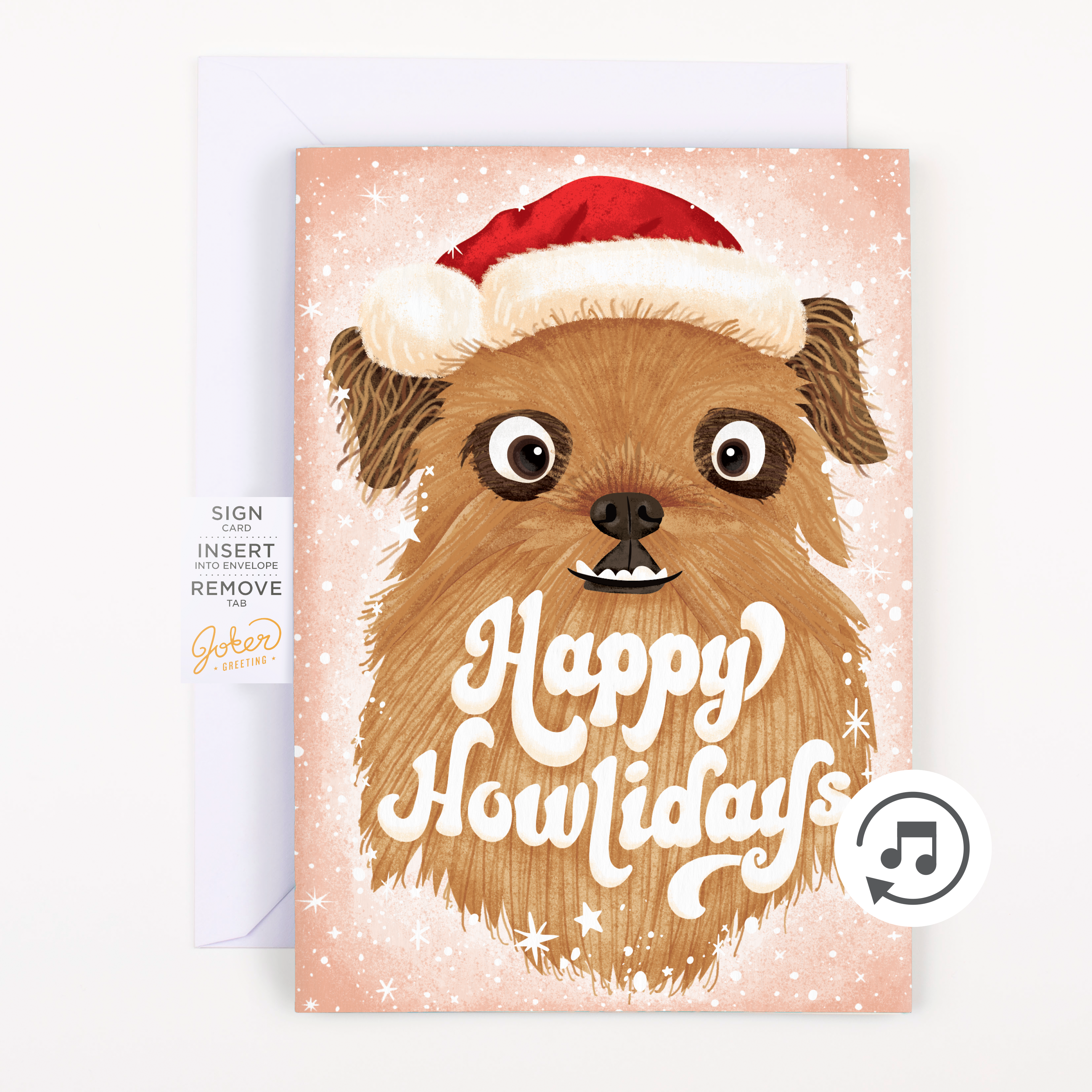 Endless Dog Christmas Card with Glitter Joker Greeting