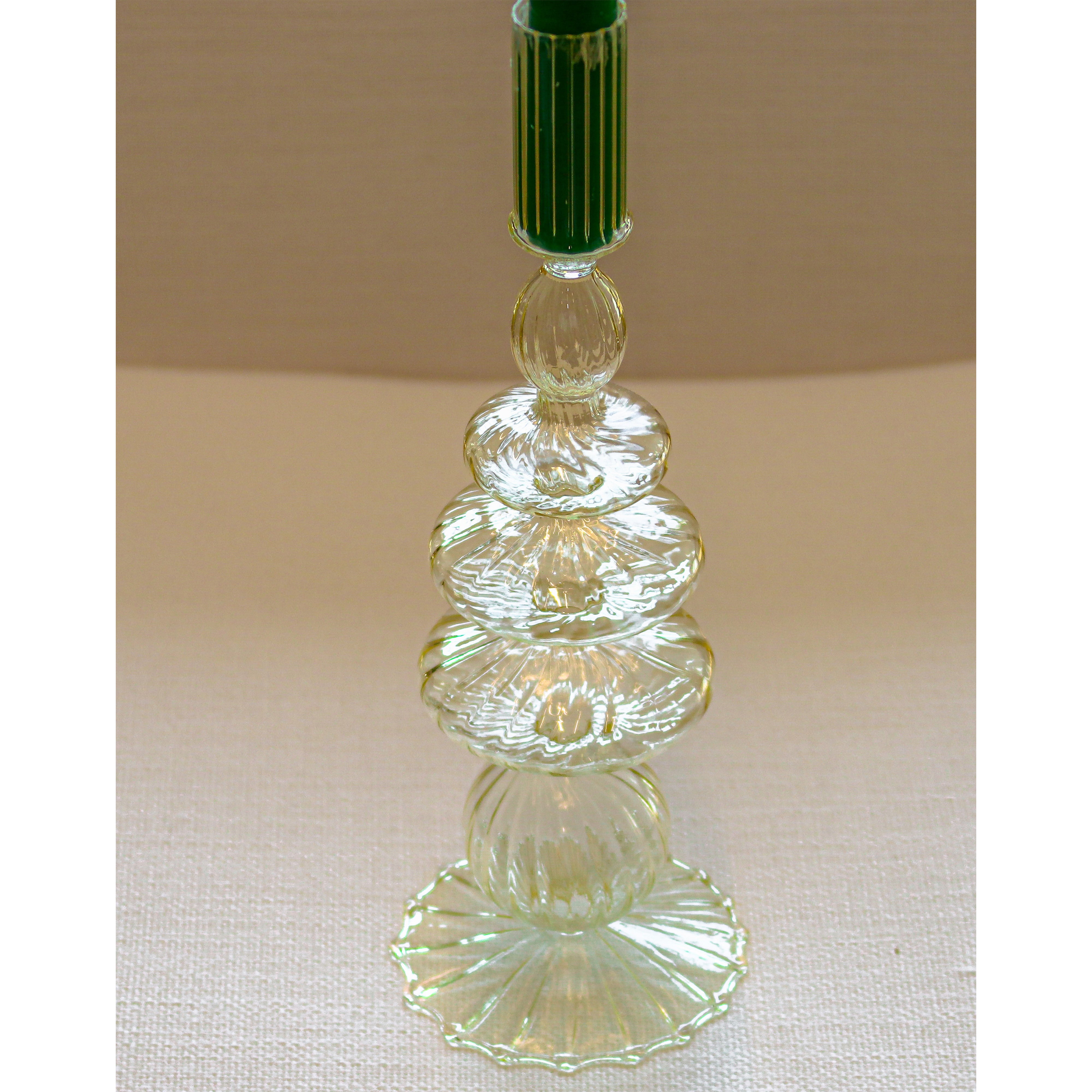 Buttercream Yellow Ribbed Candle Holder - Pair Ro'Table