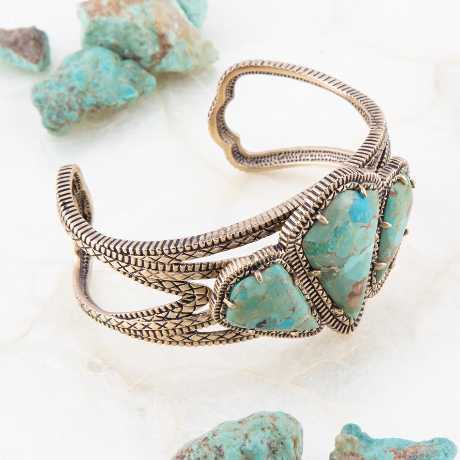 Maltese Blue Turquoise Golden Cuff Bracelet Barse Jewelry