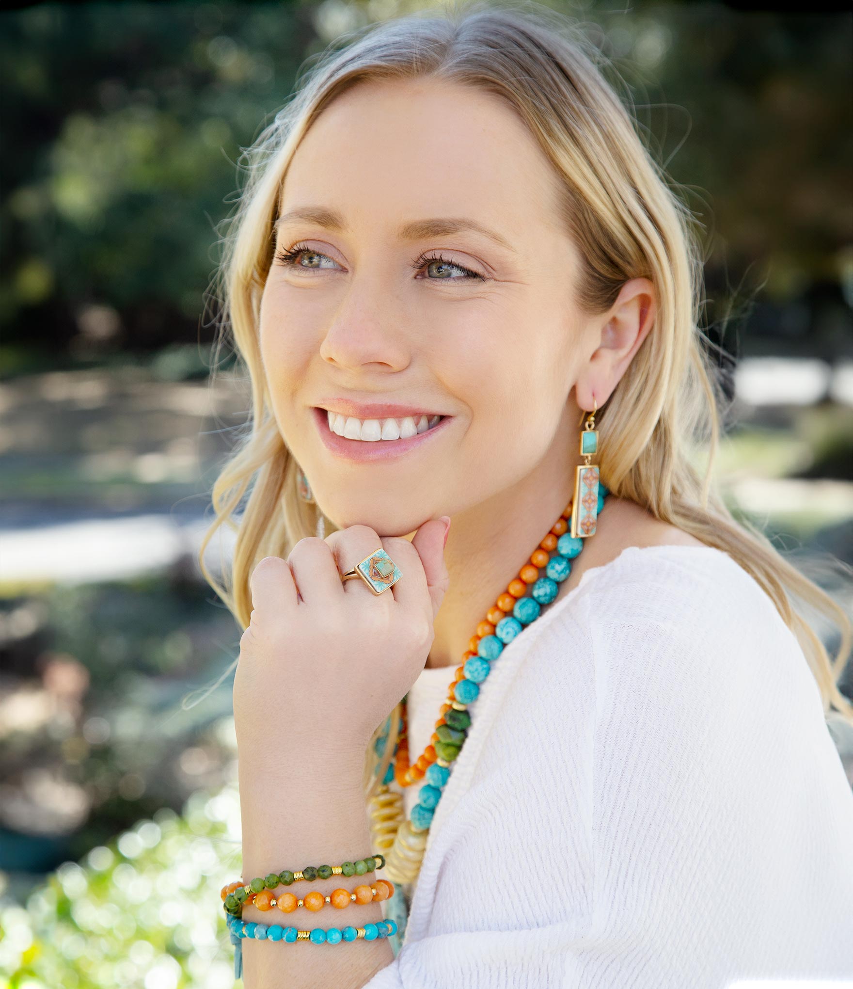 Mandy Orange and Blue Jasper Pendant Statement Necklace Barse Jewelry