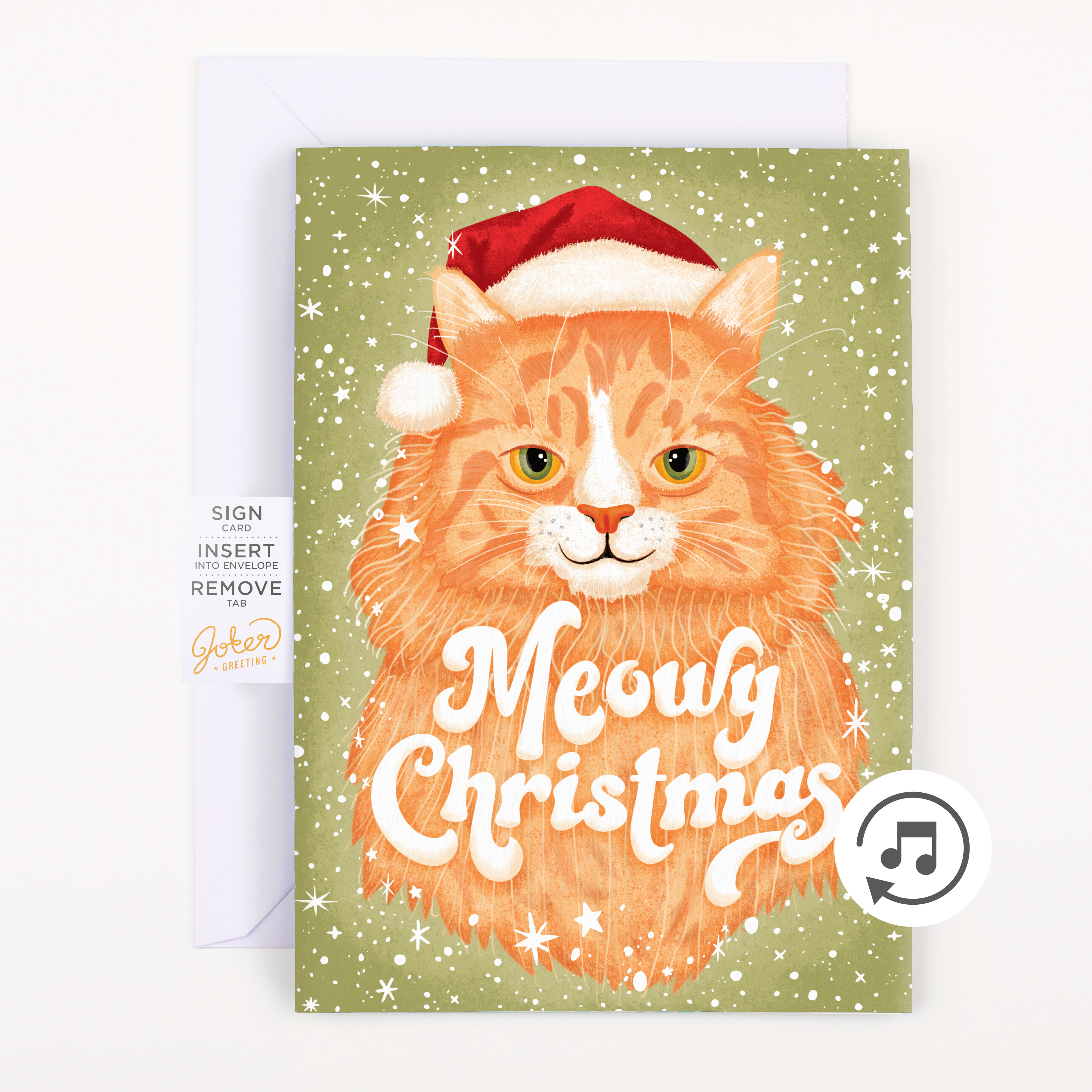 Endless Meowy Christmas Card with Glitter Joker Greeting