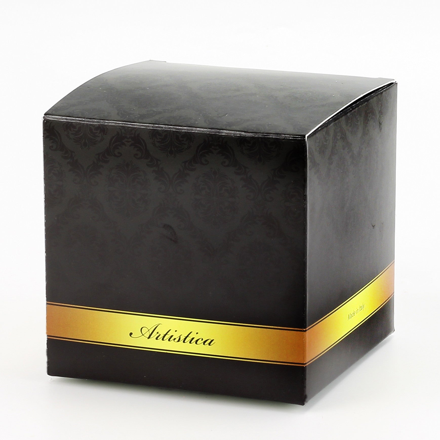 DERUTA MILANO: Large Candle Black with Hand Painted Pure Gold Stripes