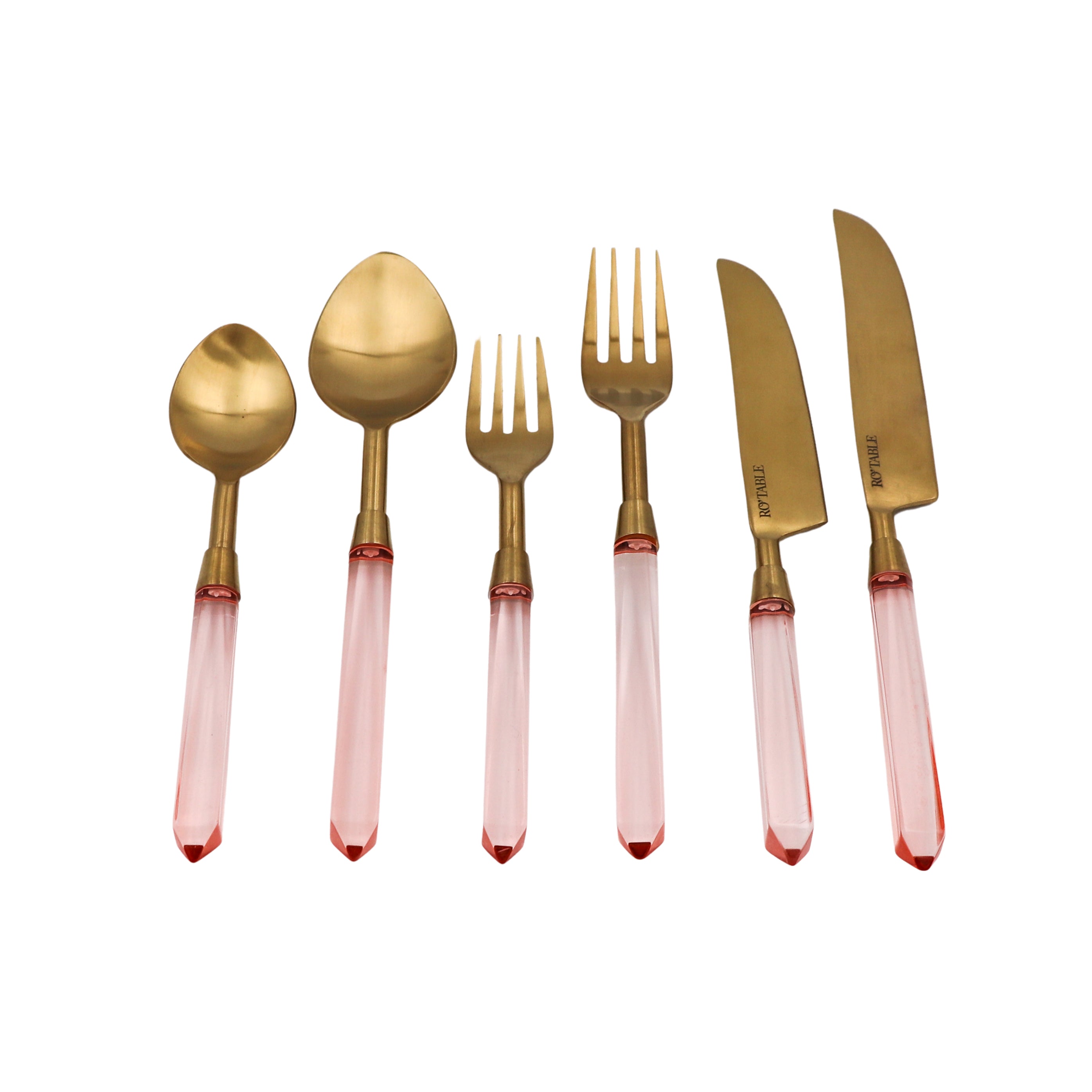 24pc Set Peony Blush Cutlery - 6 Piece - Set of 4 Ro'Table