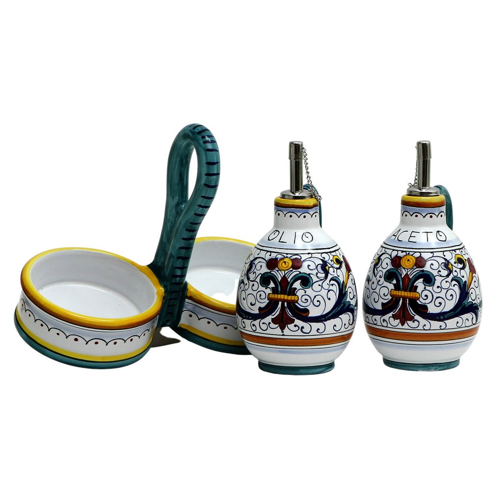 RICCO DERUTA DELUXE: Oil and Vinegar cruets set with caddy (NEW)