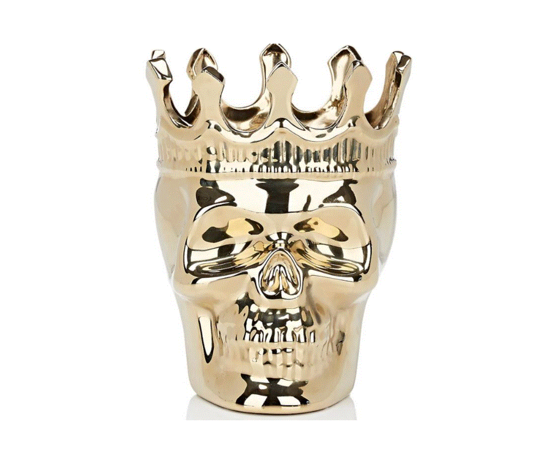 Gold Bonaparte Skull in Wood Charnel