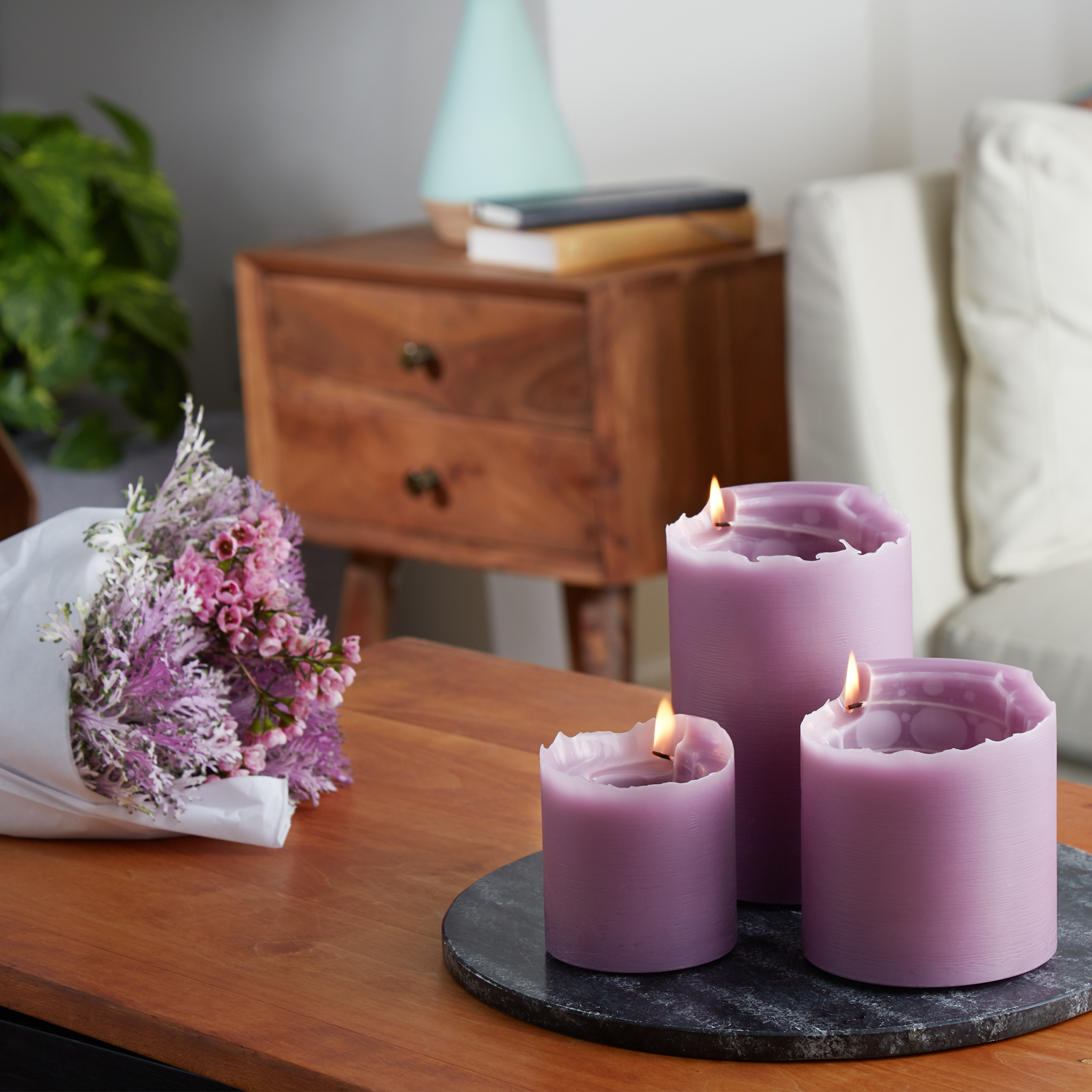 European Lilac Spiral Light Candles