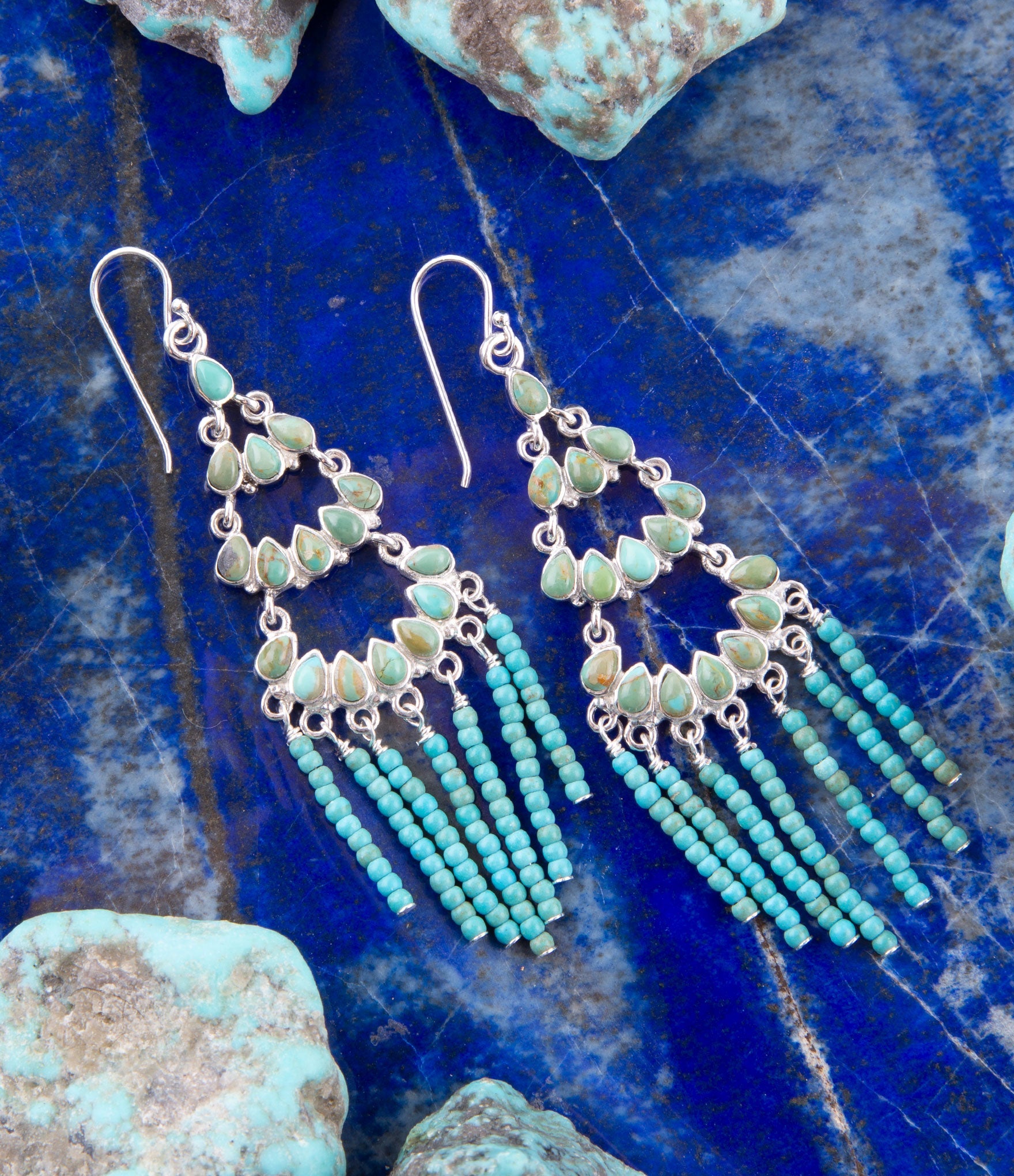 Turquoise Layered Chandelier Earrings Barse Jewelry
