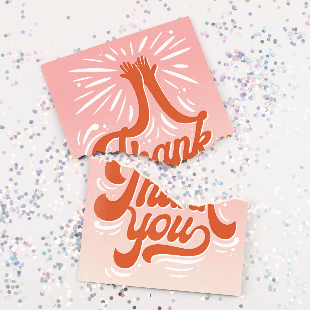 Endless High-Pitched Thank You Card with Glitter Joker Greeting